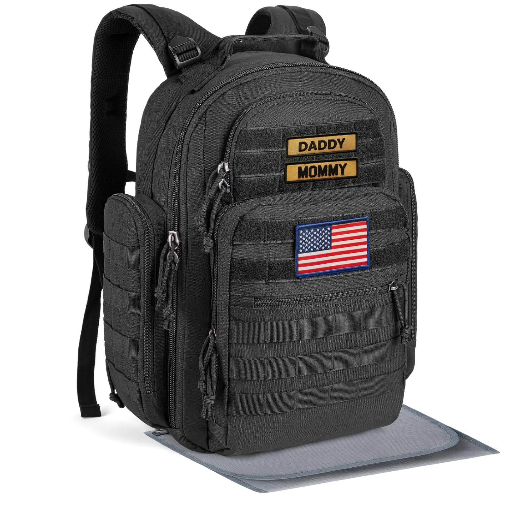 SHARKMOUTH Dad Diaper Bag Military – Large Baby Diaper Backpack with Changing Pad for Travel Camping Trips Park – Newborn Baby Shower Gifts Black SHARKMOUTH Dad Diaper Bag Military – Large Baby Diaper Backpack with Changing Pad for Travel Camping Trips Park – Newborn Baby Shower Gifts Black
