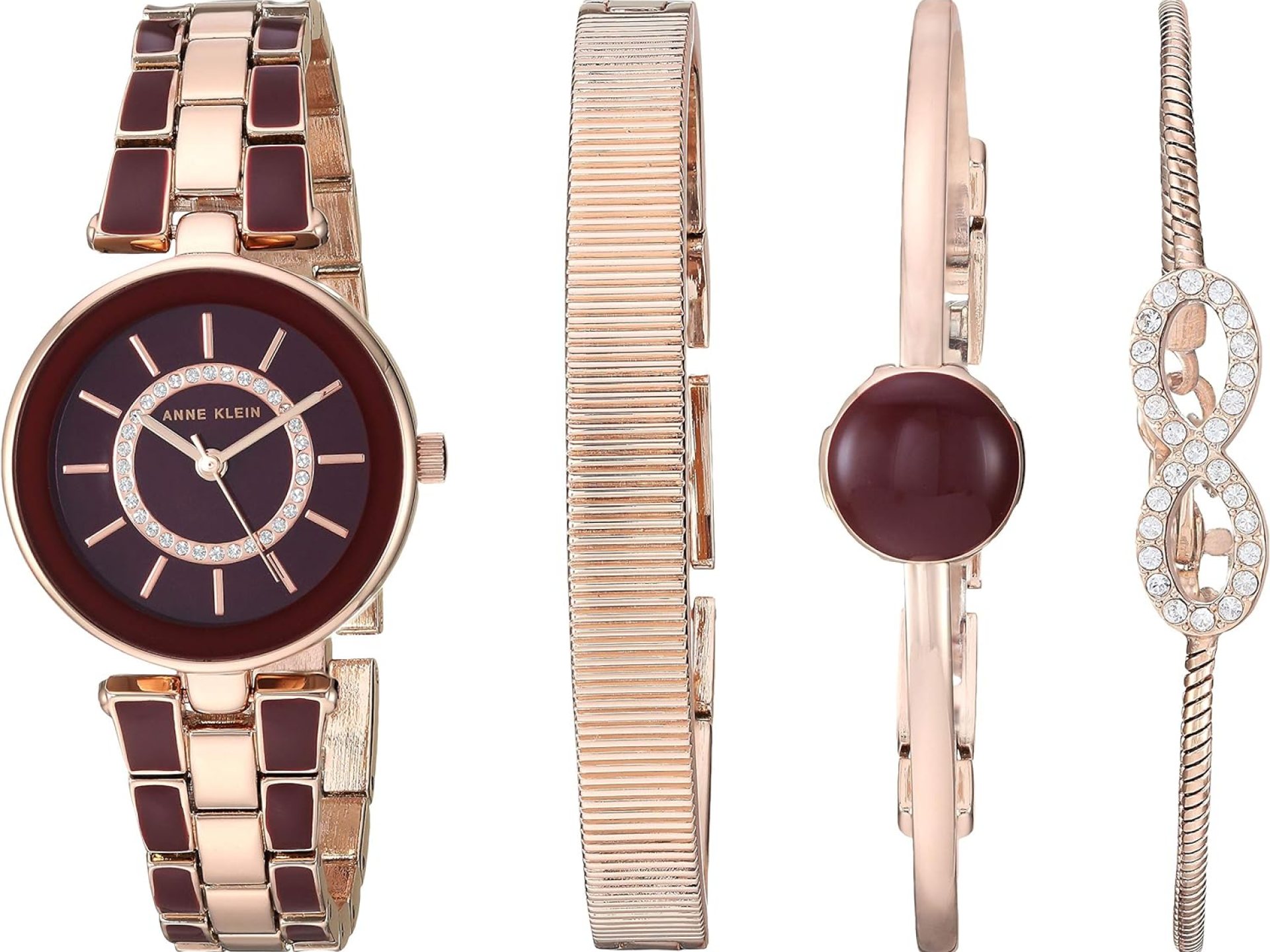 Anne Klein Women’s AK/3286BKST Premium Crystal Accented Gold-Tone and Black Watch and Bracelet Set Anne Klein Women’s AK/3286BKST Premium Crystal Accented Gold-Tone and Black Watch and Bracelet Set