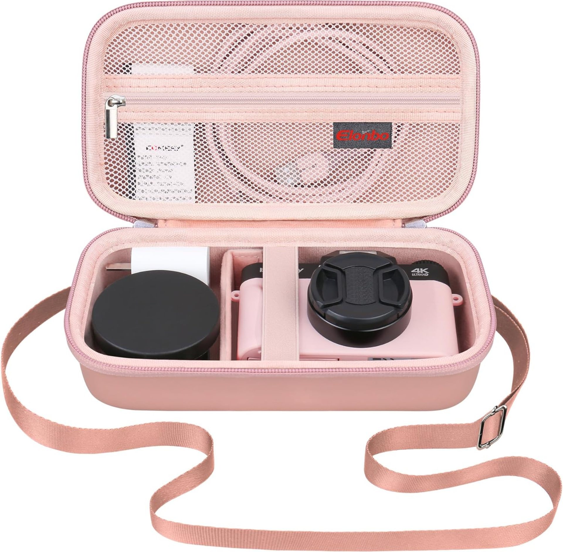 Elonbo 4K Digital Camera Carrying Case for Femivo/VETEK/IWEUKJLO/VJIANGER/WIKICO/Saneen/OIEXI 4K 48MP Vlogging Camera, Travel Compact Camera Storage Cover Bag Organizer Holder, Rose Gold Elonbo 4K Digital Camera Carrying Case for Femivo/VETEK/IWEUKJLO/VJIANGER/WIKICO/Saneen/OIEXI 4K 48MP Vlogging Camera, Travel Compact Camera Storage Cover Bag Organizer Holder, Rose Gold