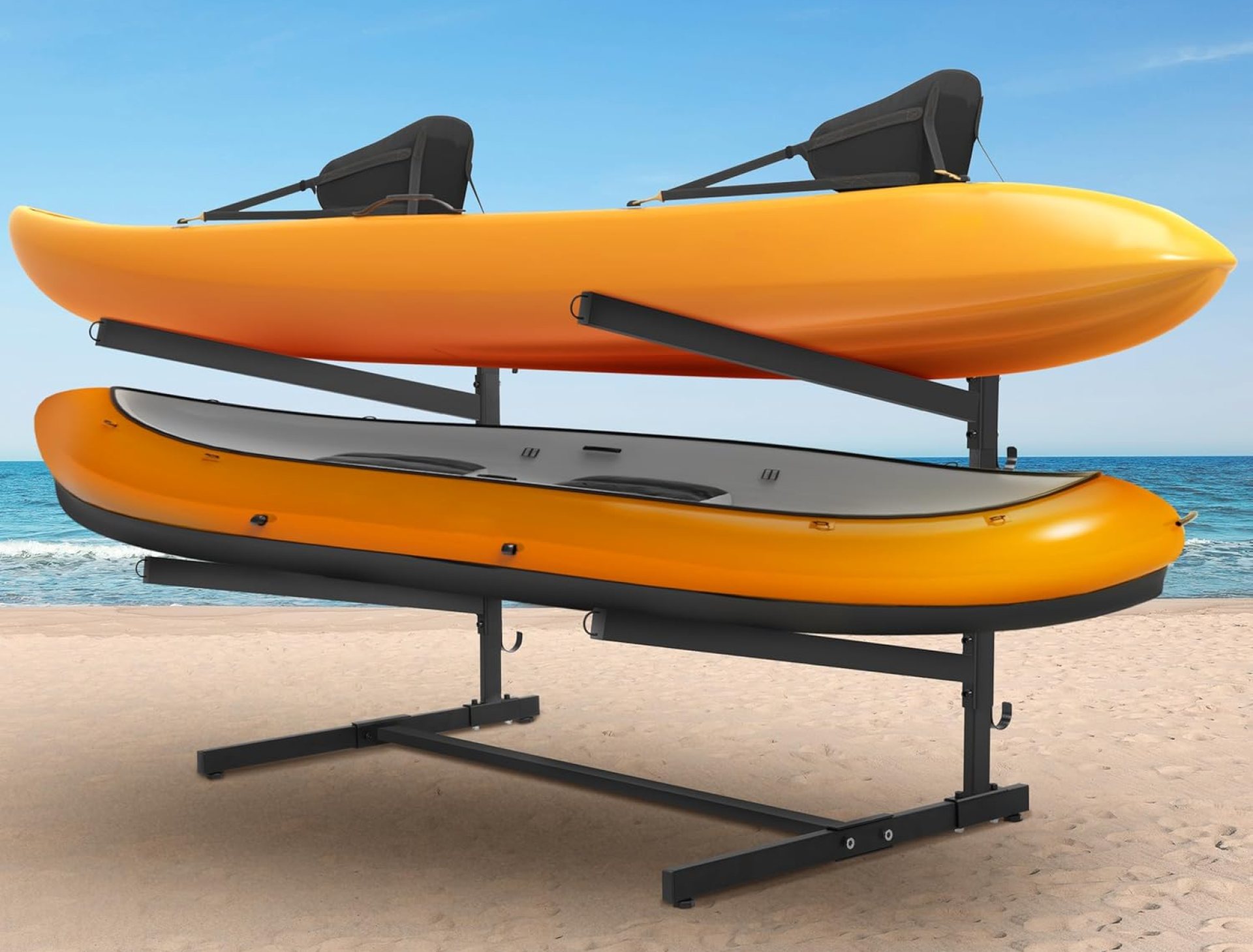 Rengue Kayak Storage Rack, Heavy Duty Freestanding Kayak Stand for Kayaks, SUPs, Canoe and Paddleboard Kayak Rack for Indoor & Outdoor Use Rengue Kayak Storage Rack, Heavy Duty Freestanding Kayak Stand for Kayaks, SUPs, Canoe and Paddleboard Kayak Rack for Indoor & Outdoor Use