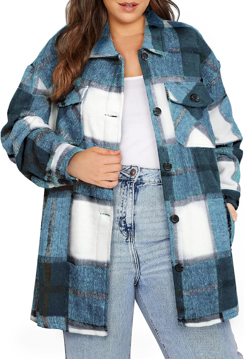 Eytino Womens Plus Size Long Sleeve Button Down Boyfriend Shirts Casual Plaid Shacket Jacket Coats(1X-5X) Eytino Womens Plus Size Long Sleeve Button Down Boyfriend Shirts Casual Plaid Shacket Jacket Coats(1X-5X)