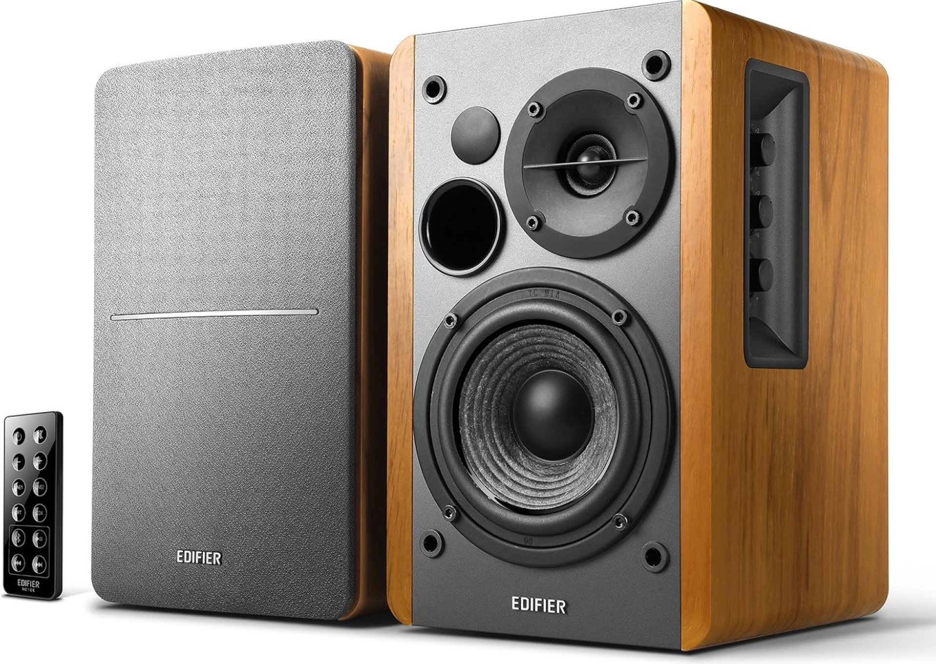 Edifier R1280DB Powered Bluetooth Bookshelf Speakers – Optical Input – Wireless Studio Monitors – 4 Inch Near Field Speaker – 42w RMS – Wood Grain Edifier R1280DB Powered Bluetooth Bookshelf Speakers – Optical Input – Wireless Studio Monitors – 4 Inch Near Field Speaker – 42w RMS – Wood Grain