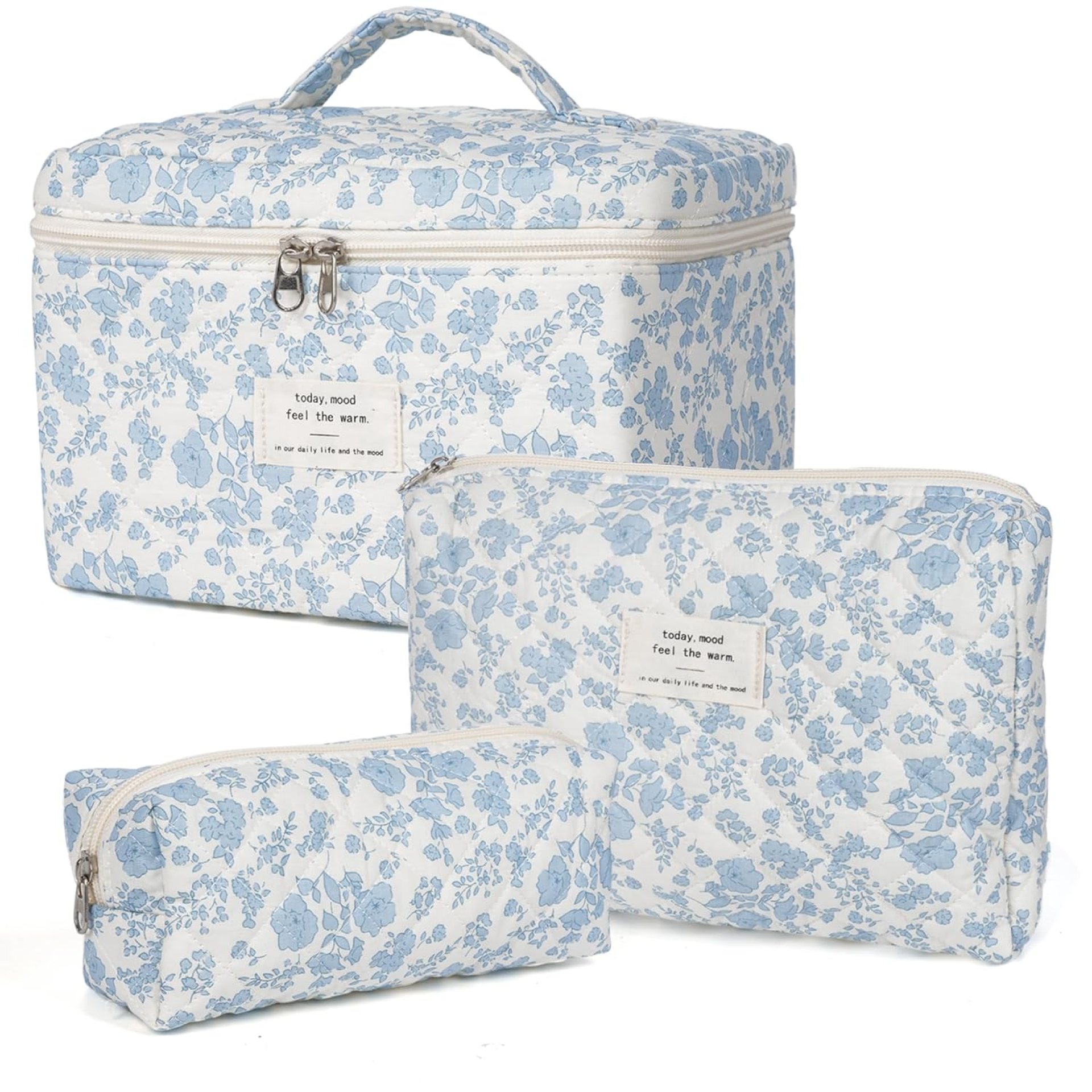 Makeup Bag,Quilted Cosmetic Bag,Large Floral Make Up Bag for Women,Cotton Makeup Bag Set,Flower Travel Toiletry Bag Makeup Bag,Quilted Cosmetic Bag,Large Floral Make Up Bag for Women,Cotton Makeup Bag Set,Flower Travel Toiletry Bag