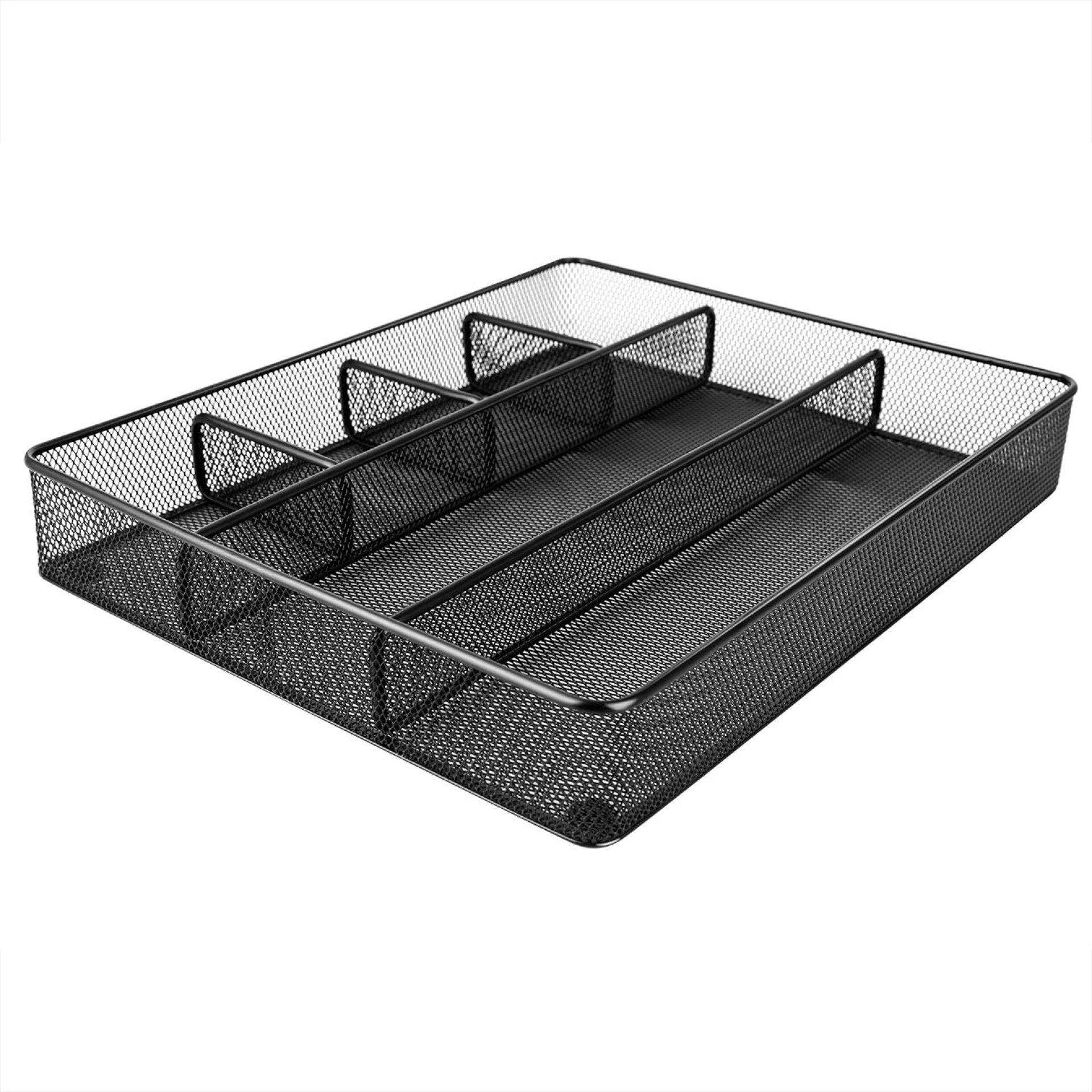 Amazon Basics Desk Drawer Organizer for Office and Home, Metal Mesh, Anti-Slip, 6 Compartments, Black Amazon Basics Desk Drawer Organizer for Office and Home, Metal Mesh, Anti-Slip, 6 Compartments, Black