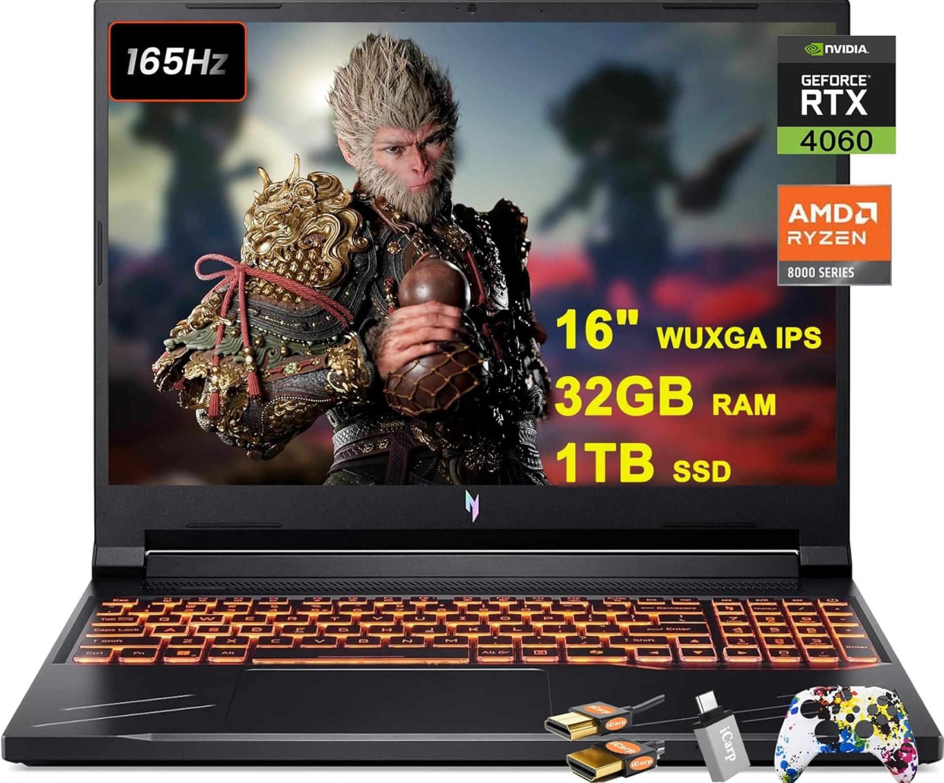 acer Nitro V 16 Gaming Laptop 16″ WUXGA IPS 165Hz AMD Zen 4 Octa-Core Ryzen 7 8845HS (Beats i7-12700H) 32GB RAM 1TB SSD GeForce RTX 4060 8GB Backlit Win11 w/ICP Accessory acer Nitro V 16 Gaming Laptop 16″ WUXGA IPS 165Hz AMD Zen 4 Octa-Core Ryzen 7 8845HS (Beats i7-12700H) 32GB RAM 1TB SSD GeForce RTX 4060 8GB Backlit Win11 w/ICP Accessory