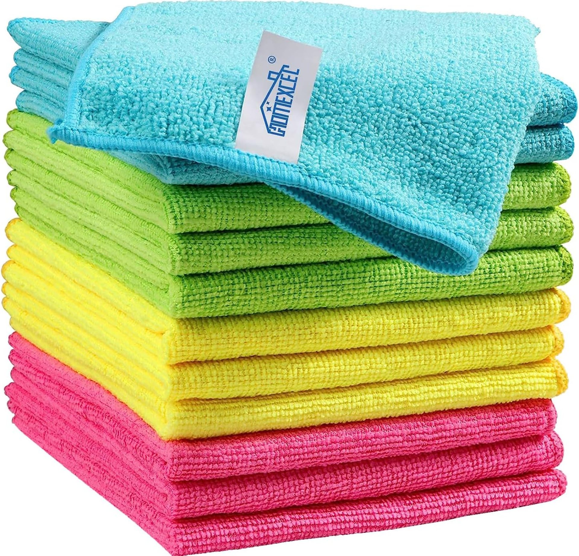 HOMEXCEL Microfiber Cleaning Cloth,12 Pack Cleaning Rag,Cleaning Towels with 4 Color Assorted,11.5″X11.5″(Green/Blue/Yellow/Pink) HOMEXCEL Microfiber Cleaning Cloth,12 Pack Cleaning Rag,Cleaning Towels with 4 Color Assorted,11.5″X11.5″(Green/Blue/Yellow/Pink)