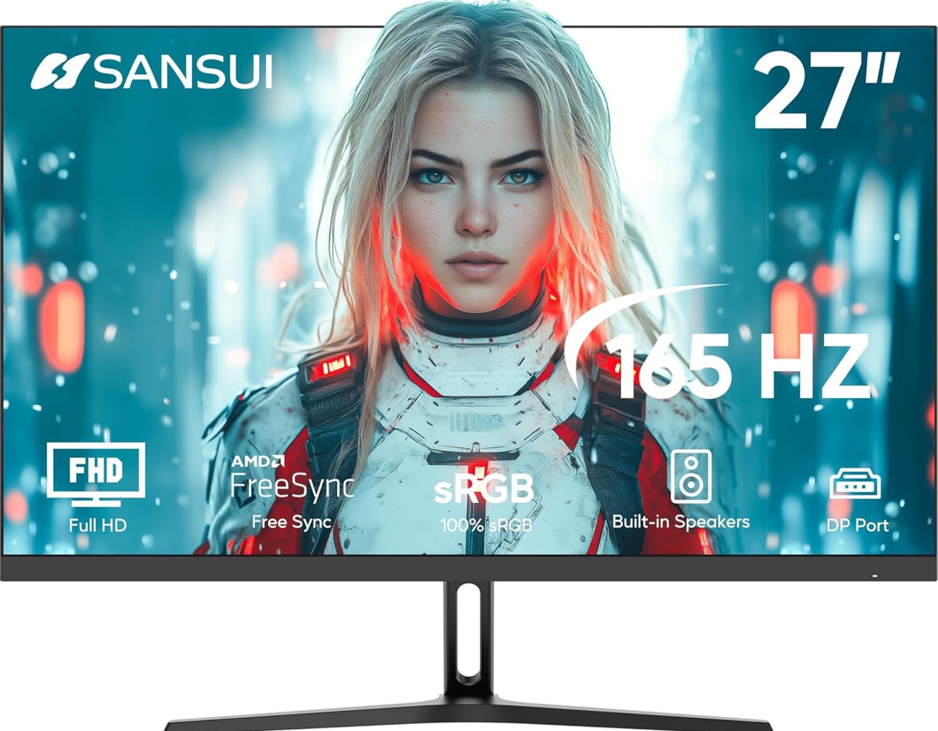 SANSUI Computer Monitor 27 inch IPS FHD (1920 x 1080), Gaming Monitor 165Hz with Built-in Speakers sRGB 100% Adaptive Sync, DPx1 HDMIx2 Ports VESA Compatible Tilt Adjustable,Black SANSUI Computer Monitor 27 inch IPS FHD (1920 x 1080), Gaming Monitor 165Hz with Built-in Speakers sRGB 100% Adaptive Sync, DPx1 HDMIx2 Ports VESA Compatible Tilt Adjustable,Black