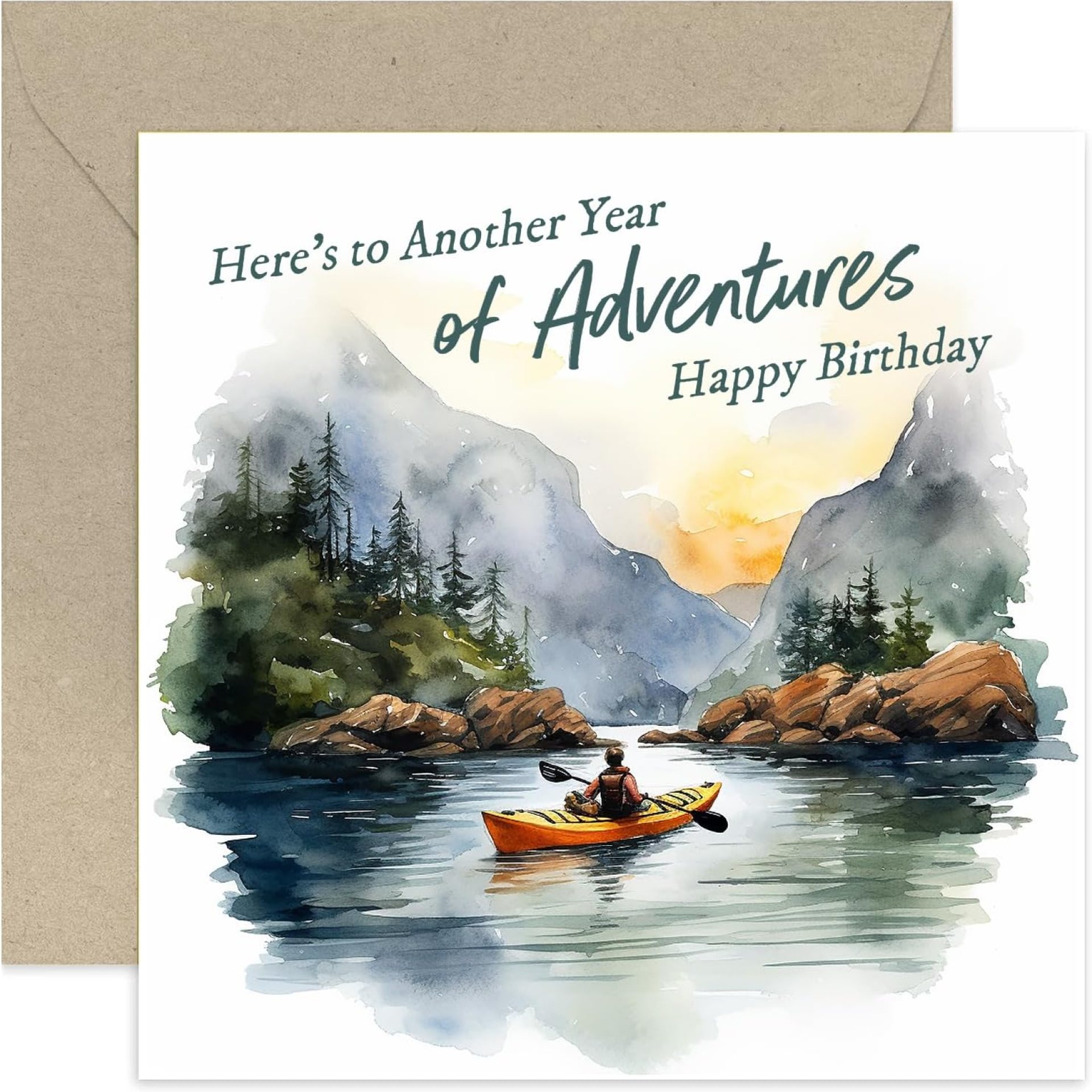 Old English Co. Birthday Card for Men and Women – Kayak Adventure Watercolour Design Birthday Card for Him or Her – Birthday Card for Brother, Son, Grandson, Nephew | Blank Inside Envelope Old English Co. Birthday Card for Men and Women – Kayak Adventure Watercolour Design Birthday Card for Him or Her – Birthday Card for Brother, Son, Grandson, Nephew | Blank Inside Envelope