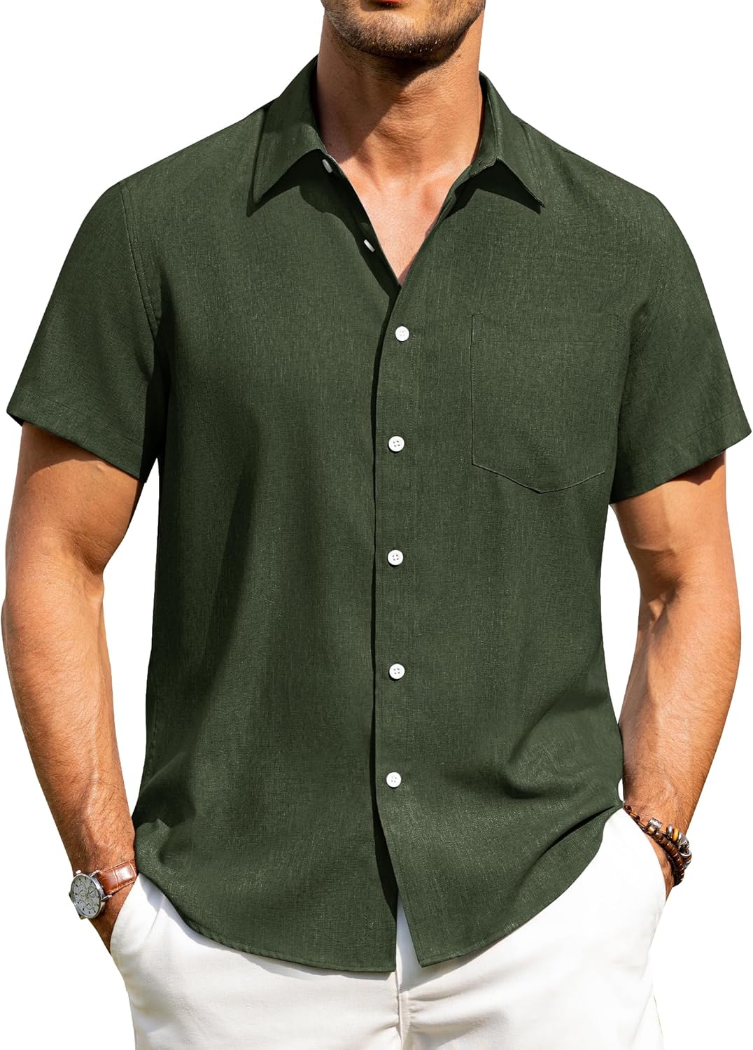 Alimens & Gentle Mens Linen Shirts Short Sleeve Button Down Shirts Wrinkle Free Casual Vacation Beach Summer Tops Alimens & Gentle Mens Linen Shirts Short Sleeve Button Down Shirts Wrinkle Free Casual Vacation Beach Summer Tops