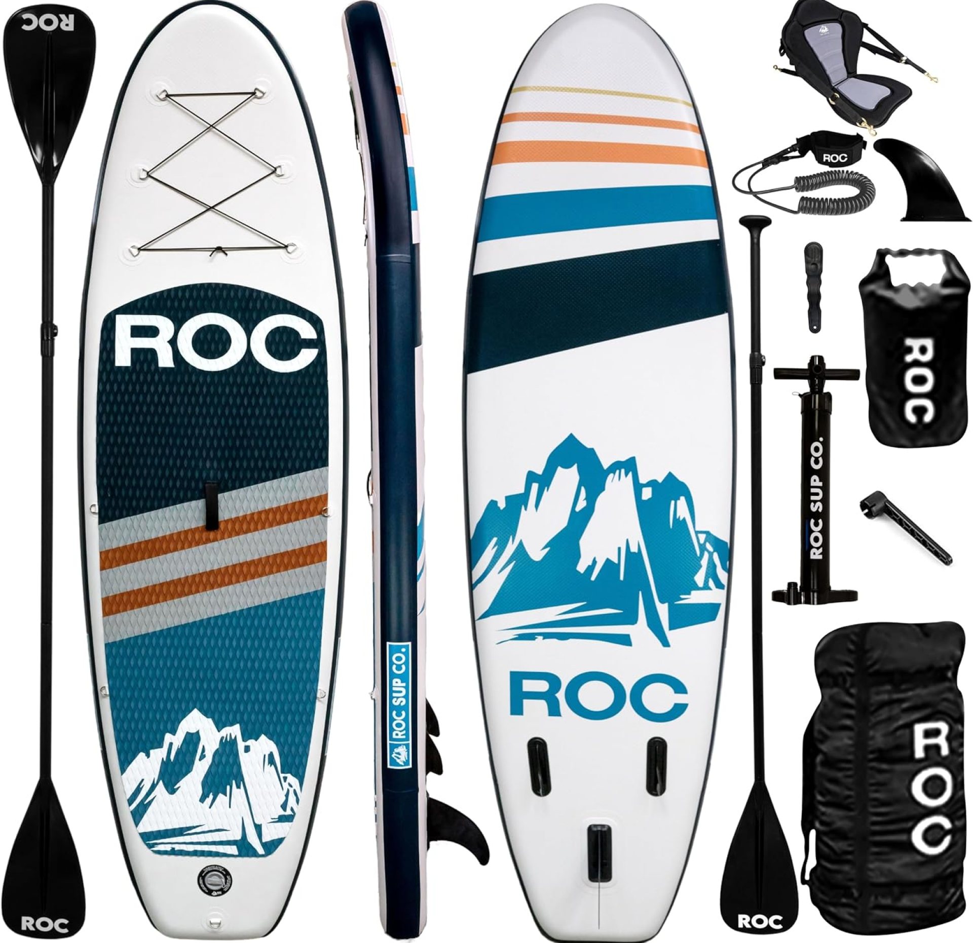 Roc Inflatable Stand Up Paddle Boards with Premium SUP Paddle Board Accessories, Wide Stable Design, Non-Slip Comfort Deck for Youth & Adults Roc Inflatable Stand Up Paddle Boards with Premium SUP Paddle Board Accessories, Wide Stable Design, Non-Slip Comfort Deck for Youth & Adults