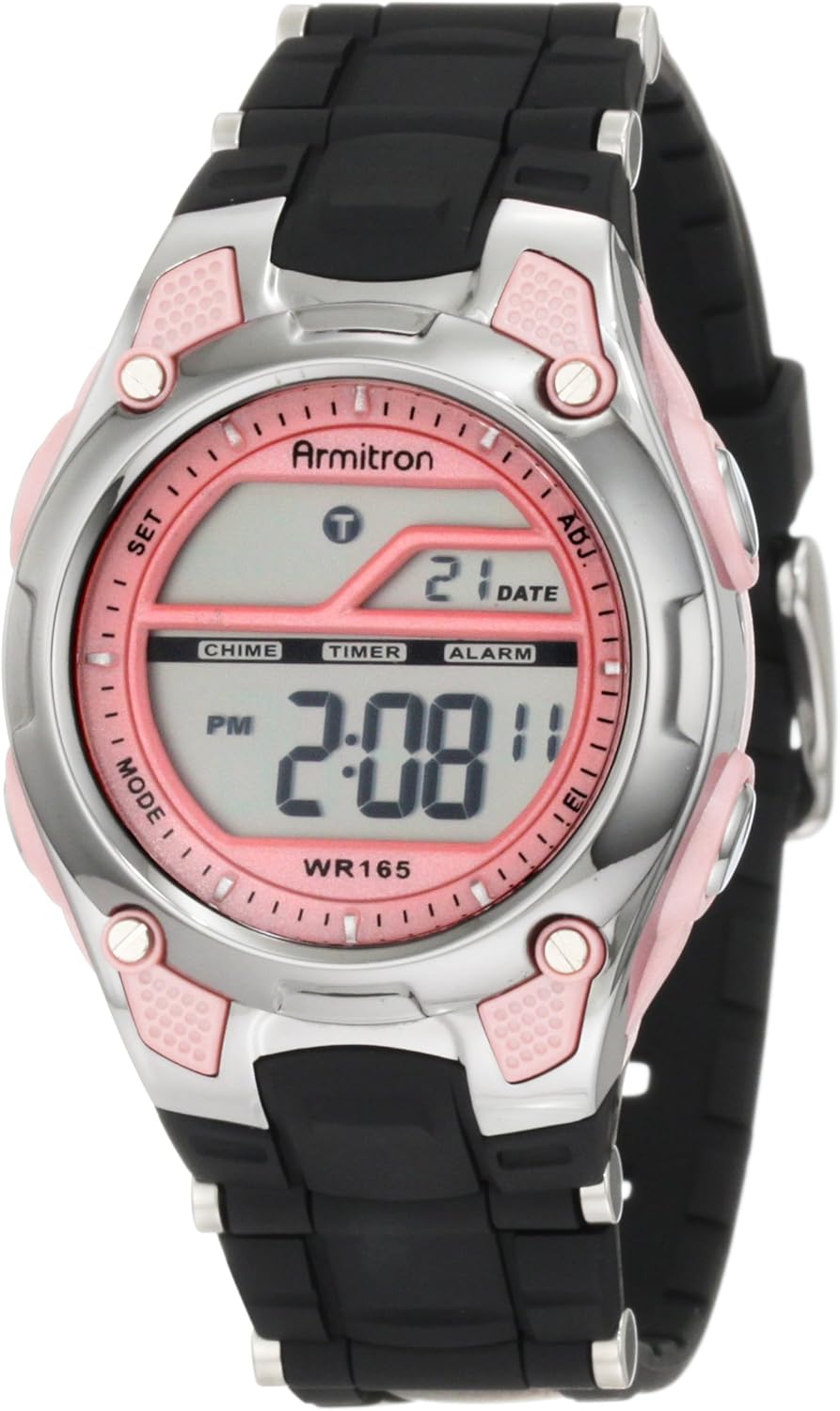 Armitron Sport Women’s 456984PNK Pink Digial Chronograph Watch with Black Textured Resin Strap Armitron Sport Women’s 456984PNK Pink Digial Chronograph Watch with Black Textured Resin Strap