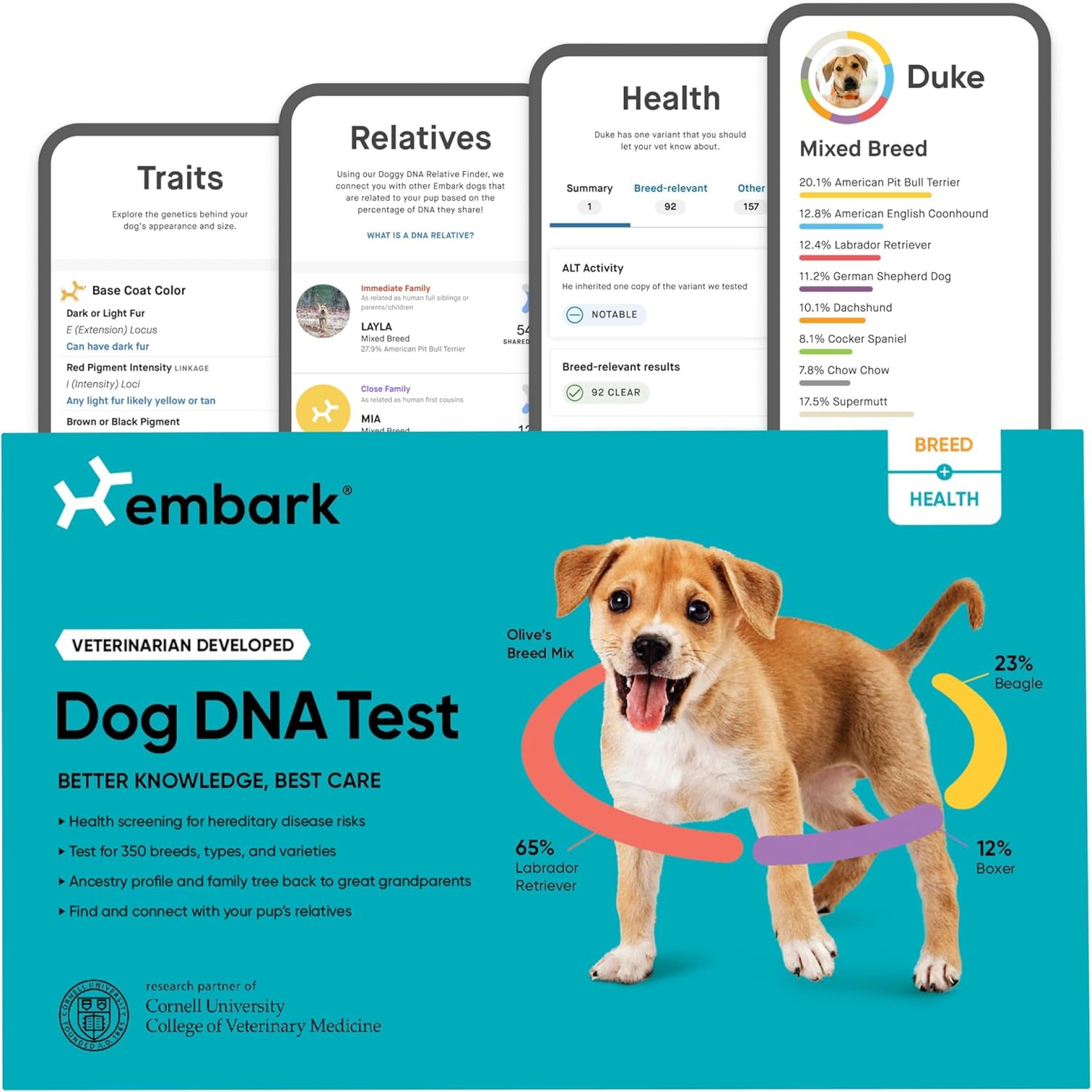 Embark Breed & Health Kit – Dog DNA Test – Discover Breed, Ancestry, Relative Finder, Genetic Health, Traits, COI Embark Breed & Health Kit – Dog DNA Test – Discover Breed, Ancestry, Relative Finder, Genetic Health, Traits, COI