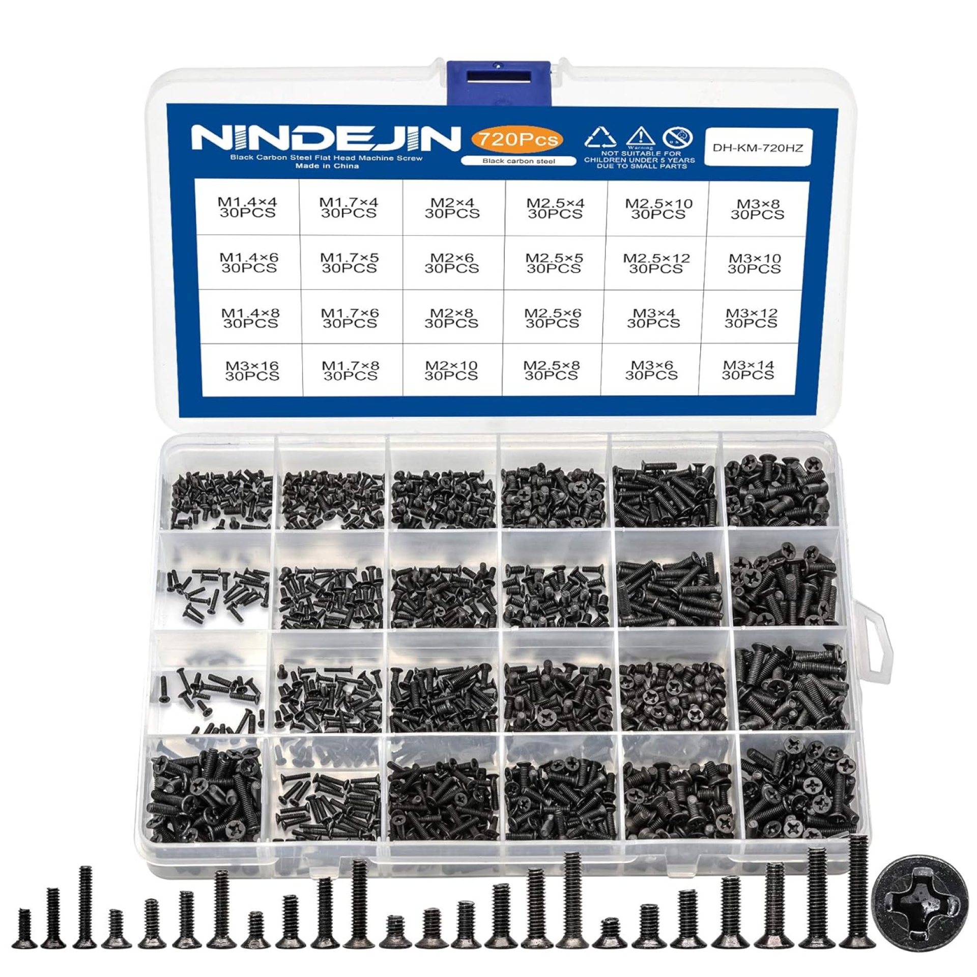 NINDEJIN 720 pcs Laptop Notebook Computer Carbon Steel Screws Kit Set, Flat Head Phillips Screw Assortments, M1.4/1.7/2/2.5/3 Countersunk ssd Fasteners Accessories NINDEJIN 720 pcs Laptop Notebook Computer Carbon Steel Screws Kit Set, Flat Head Phillips Screw Assortments, M1.4/1.7/2/2.5/3 Countersunk ssd Fasteners Accessories