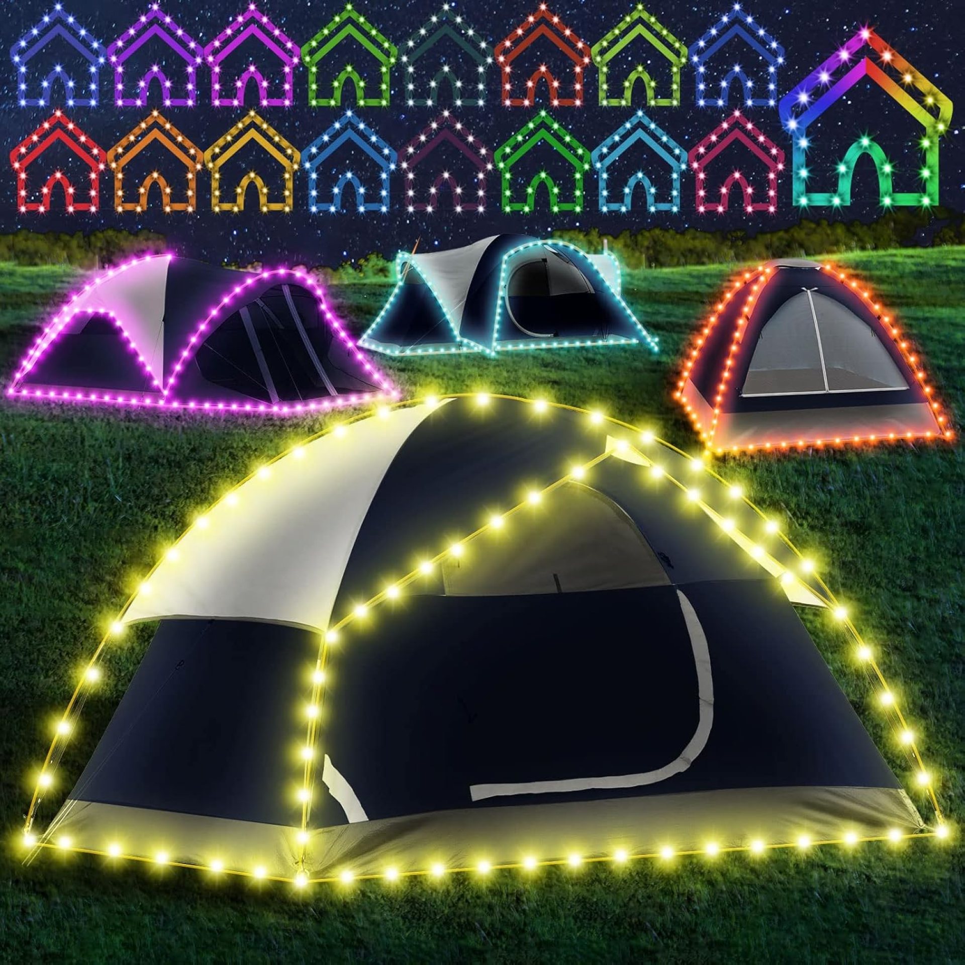 Camping Tent String Lights (40FT), 17 Colors 7 Flashing Modes LED Rope Lights Battery Operated with Remote Control, Waterproof Camping Tent Light Outdoor for Night Camping, RV (Tent Not Include) Camping Tent String Lights (40FT), 17 Colors 7 Flashing Modes LED Rope Lights Battery Operated with Remote Control, Waterproof Camping Tent Light Outdoor for Night Camping, RV (Tent Not Include)