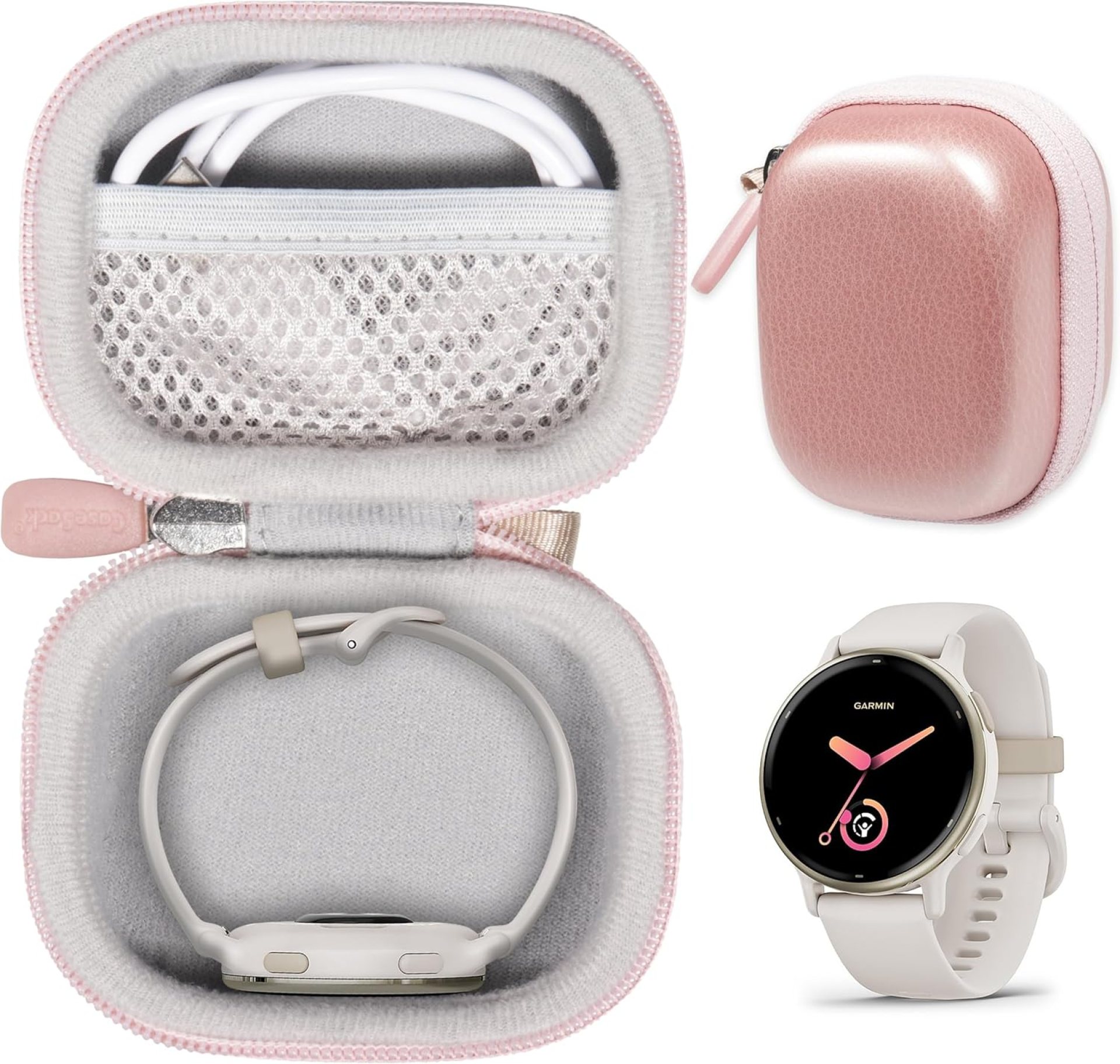CaseSack Case for Garmin vivoactive Health and Fitness GPS Smartwatch, Compatible with vivoactive 5/4/3, with mesh Pocket for Charger (Rose) CaseSack Case for Garmin vivoactive Health and Fitness GPS Smartwatch, Compatible with vivoactive 5/4/3, with mesh Pocket for Charger (Rose)