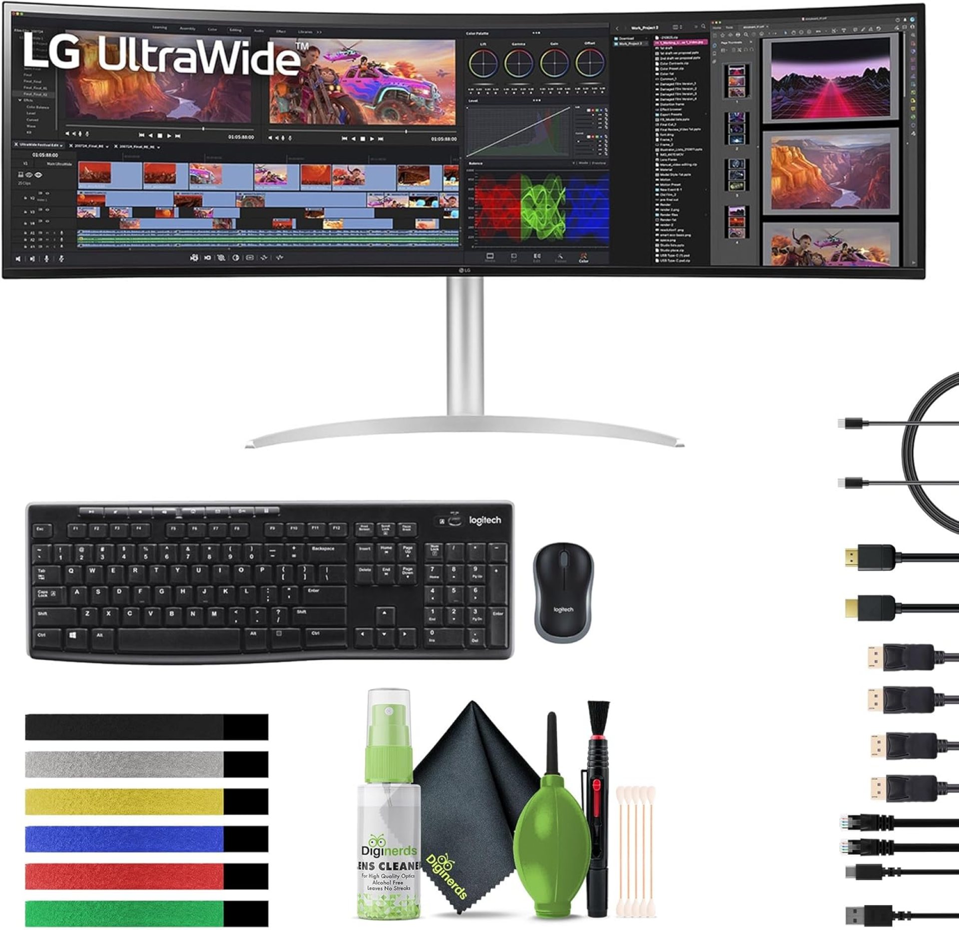 LG 49WQ95C-W UltraWide 49 Inch Curved Gaming Monitor 32:9 Dual QHD 5120 x 1440p 144hz Nano IPS, Compatible NVIDIA G-Sync & AMD FreeSync Pro, Built-in Displayport, HDMI 2.1, USB-C & Speakers – Bundle LG 49WQ95C-W UltraWide 49 Inch Curved Gaming Monitor 32:9 Dual QHD 5120 x 1440p 144hz Nano IPS, Compatible NVIDIA G-Sync & AMD FreeSync Pro, Built-in Displayport, HDMI 2.1, USB-C & Speakers – Bundle