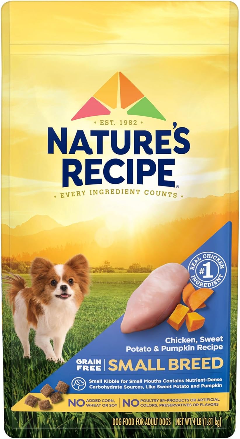 Nature′s Recipe Grain Free Small Breed Chicken, Sweet Potato & Pumpkin Recipe Dry Dog Food, 4 lb. Bag Nature′s Recipe Grain Free Small Breed Chicken, Sweet Potato & Pumpkin Recipe Dry Dog Food, 4 lb. Bag