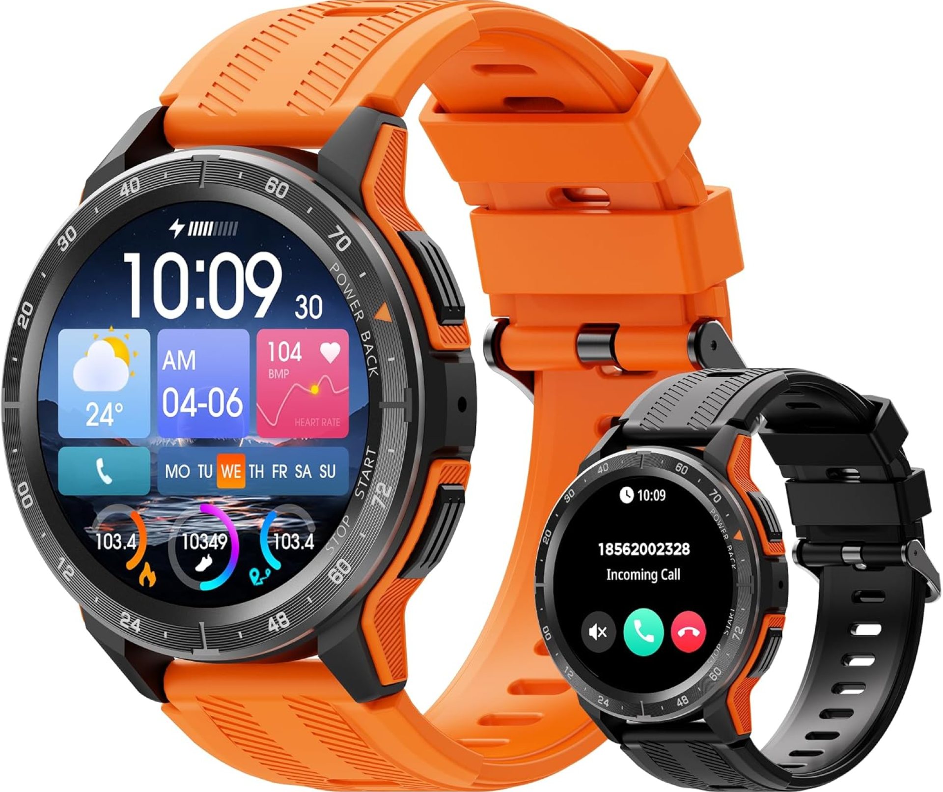 VIRAN Smart Watches for Men, 1.43” AMOLED Military Smart Watches for Women, IP68 Waterproof Fitness Watch for Android and iOS, Smartwatch with Heart Rate BP Sleep Monitor and Step Counter (Orange) VIRAN Smart Watches for Men, 1.43” AMOLED Military Smart Watches for Women, IP68 Waterproof Fitness Watch for Android and iOS, Smartwatch with Heart Rate BP Sleep Monitor and Step Counter (Orange)