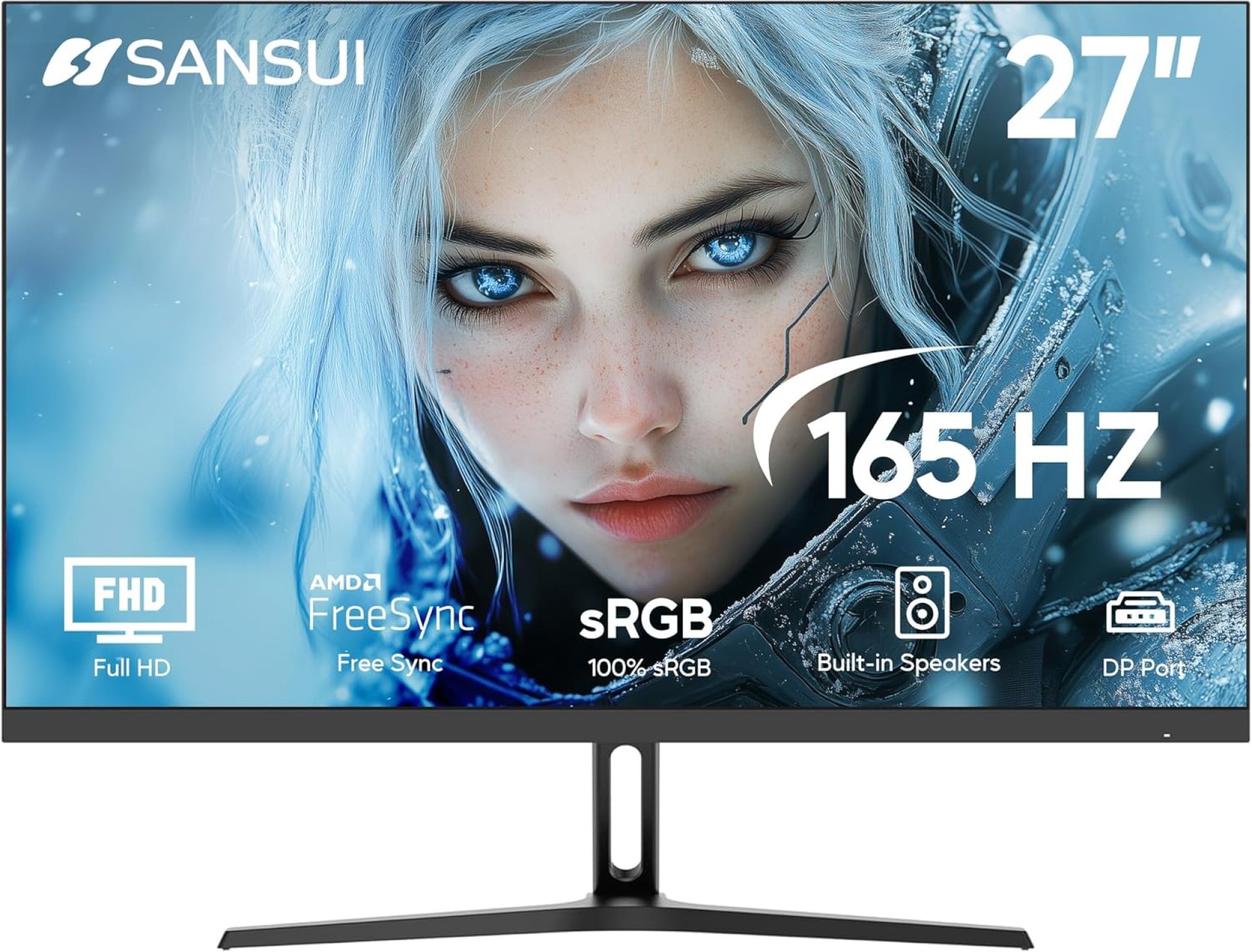 SANSUI 27 inch Gaming Monitor 165Hz 1ms Computer Monitor with Built-in Speakers FHD 1080P Adaptive Sync 100% sRGB DPx1 HDMIx2 Ports VESA Compatible, Tilt Adjustable(ES-G27F2FK HDMI Cable Included) SANSUI 27 inch Gaming Monitor 165Hz 1ms Computer Monitor with Built-in Speakers FHD 1080P Adaptive Sync 100% sRGB DPx1 HDMIx2 Ports VESA Compatible, Tilt Adjustable(ES-G27F2FK HDMI Cable Included)