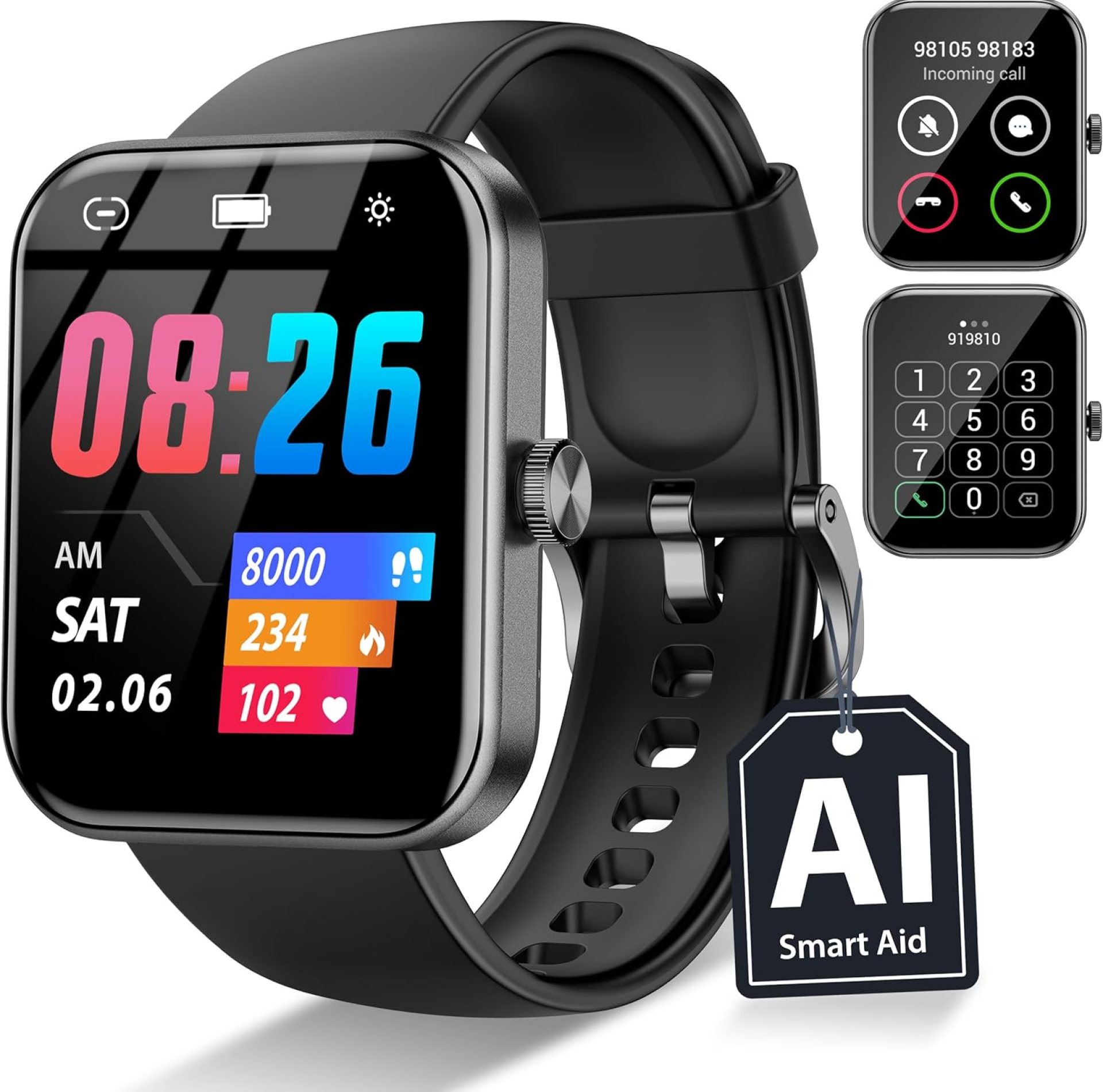 Smart Watch for Women Men (Answer/Make Call), 1.83”HD Fitness Watch with Heart Rate/Blood Oxygen Monitor/Sleep Monitor, IP68 110+ Sports Modes Steps Monitor for iOS Android Black Smart Watch for Women Men (Answer/Make Call), 1.83”HD Fitness Watch with Heart Rate/Blood Oxygen Monitor/Sleep Monitor, IP68 110+ Sports Modes Steps Monitor for iOS Android Black