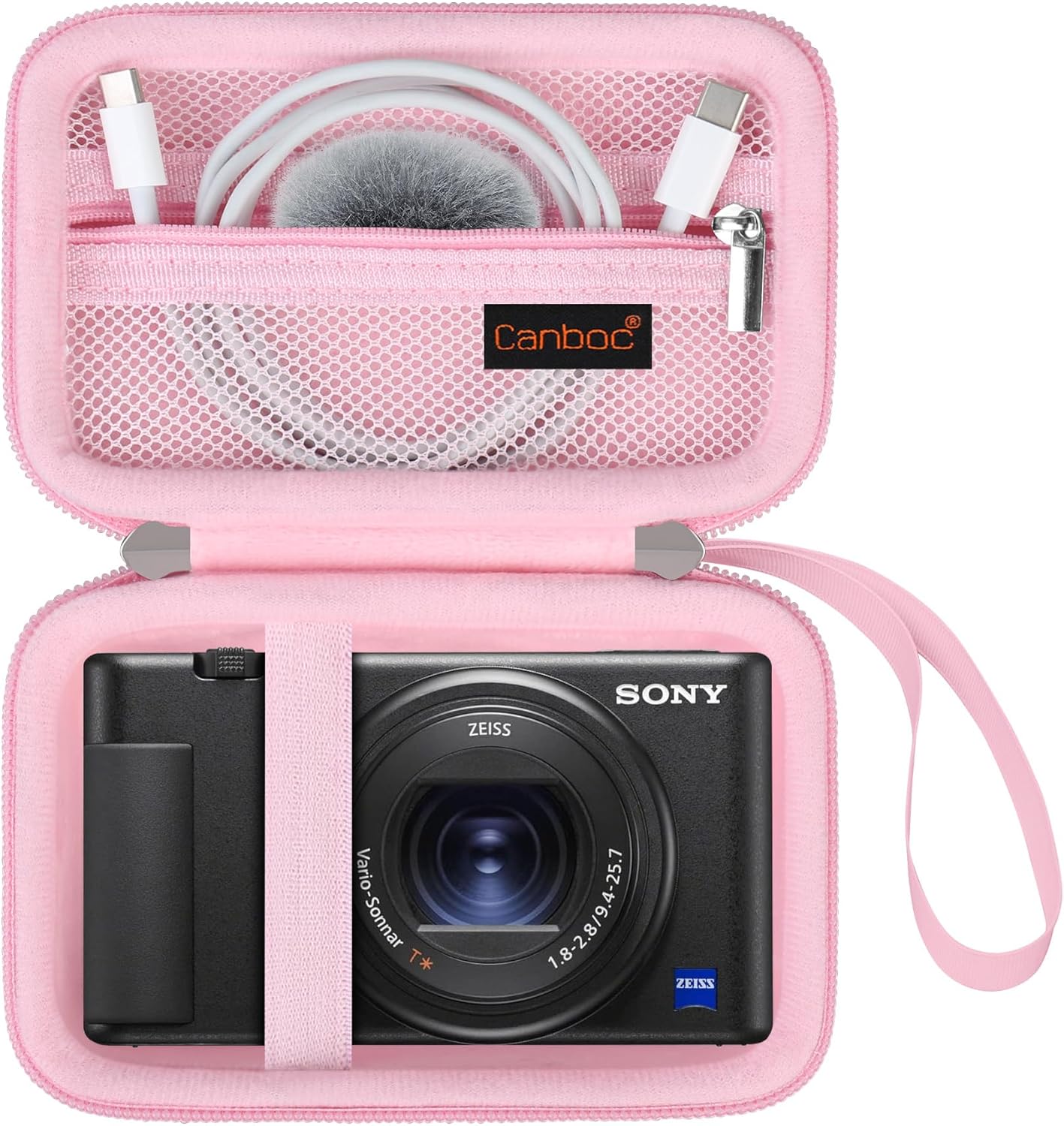 Canboc Carrying Case for Sony ZV-1/ ZV-1F/ ZV-1 II Digital Camera for Content Creators, Sony ZV1 Vlogging Camera Bag, Zipper Mesh Pocket fits USB Cable, Batteries, Pink Canboc Carrying Case for Sony ZV-1/ ZV-1F/ ZV-1 II Digital Camera for Content Creators, Sony ZV1 Vlogging Camera Bag, Zipper Mesh Pocket fits USB Cable, Batteries, Pink