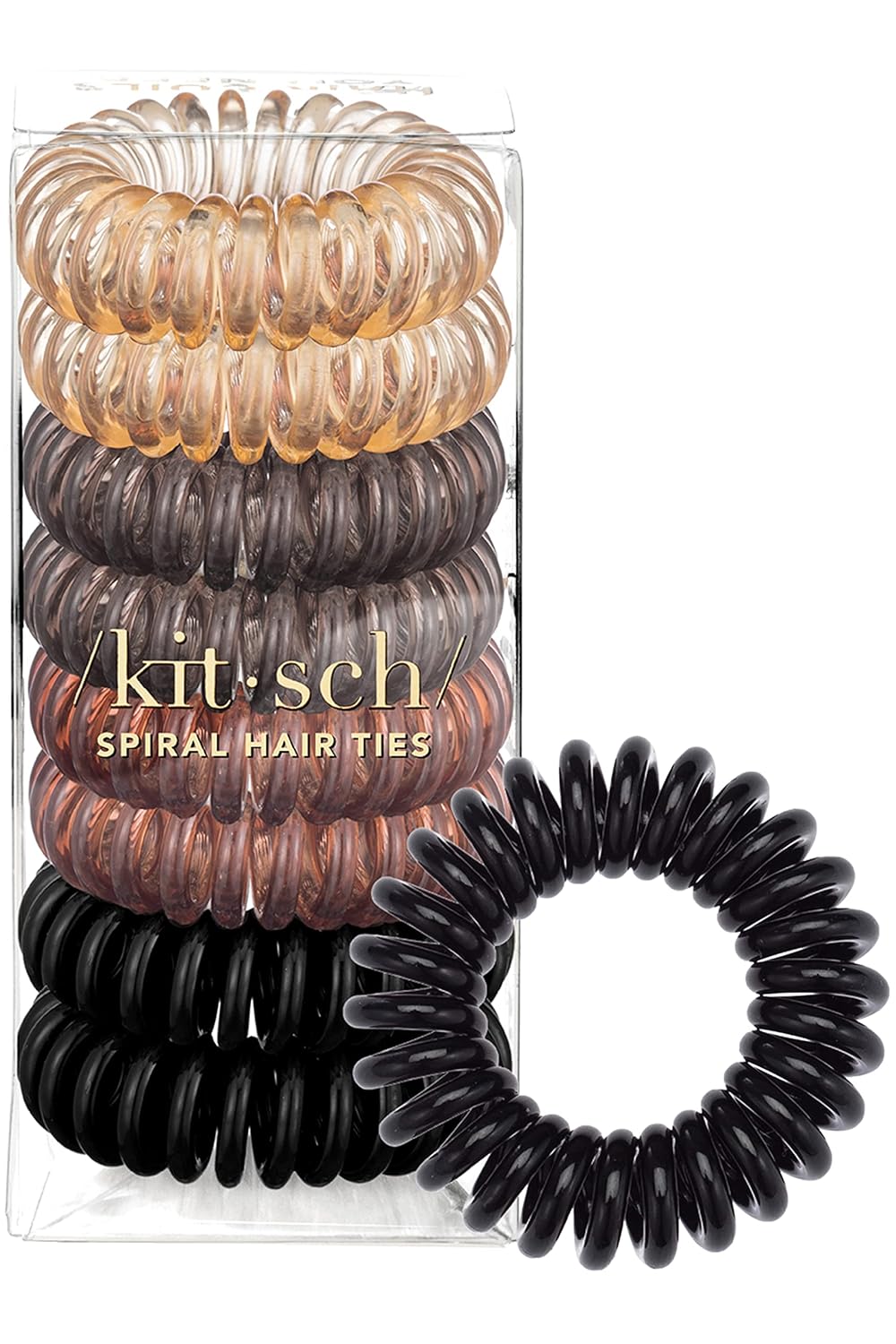 Kitsch Spiral Hair Ties for Women – Creaseless and Dent-free Coil Hair Ties No Damage, Phone Cord Coils | Made of Flexible and Durable Plastic | Ideal for Daily Use – Brunette, 8pcs Kitsch Spiral Hair Ties for Women – Creaseless and Dent-free Coil Hair Ties No Damage, Phone Cord Coils | Made of Flexible and Durable Plastic | Ideal for Daily Use – Brunette, 8pcs