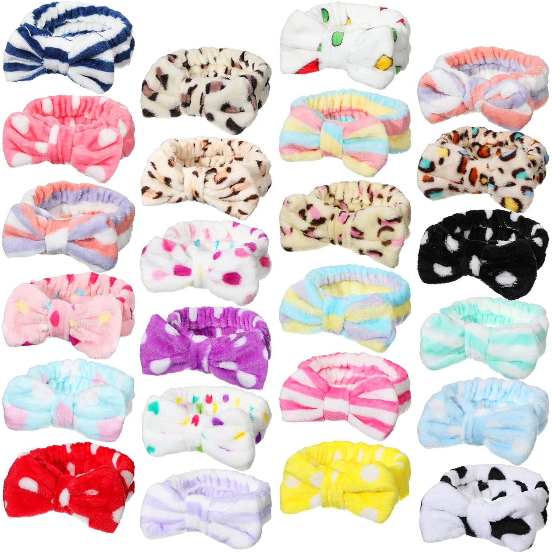 Jexine 24 Pcs Facial Spa Headband Bulk Bow Hair Head Band Fluffy Plush Makeup Headband for Women Washing Face Spa Shower Cleansing (Minimalist Style) Jexine 24 Pcs Facial Spa Headband Bulk Bow Hair Head Band Fluffy Plush Makeup Headband for Women Washing Face Spa Shower Cleansing (Minimalist Style)