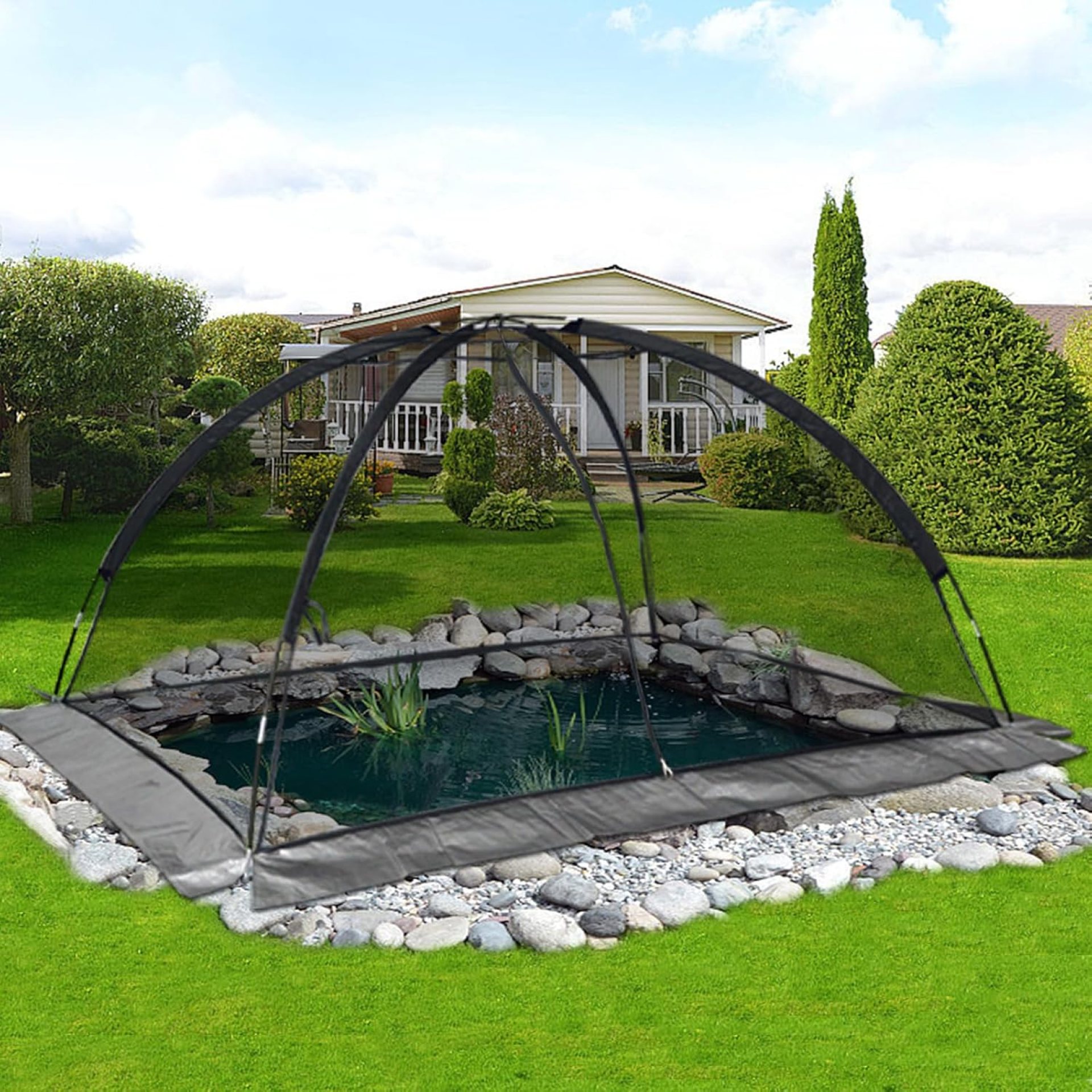 Pond Net Dome 13x17ft Cover Tent for Koi Ponds – Garden Protective Tent With Zipper for Outdoor Fish Ponds Pond Net Dome 13x17ft Cover Tent for Koi Ponds – Garden Protective Tent With Zipper for Outdoor Fish Ponds