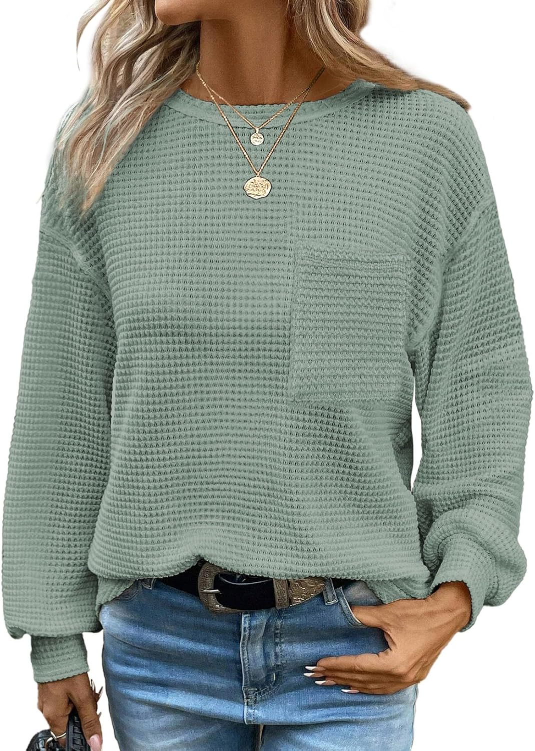 Dokotoo Womens Tops 2025 Oversized Long Sleeve Crewneck Waffle Knit Shirts Business Casual Blouses Basic Shirts Dokotoo Womens Tops 2025 Oversized Long Sleeve Crewneck Waffle Knit Shirts Business Casual Blouses Basic Shirts