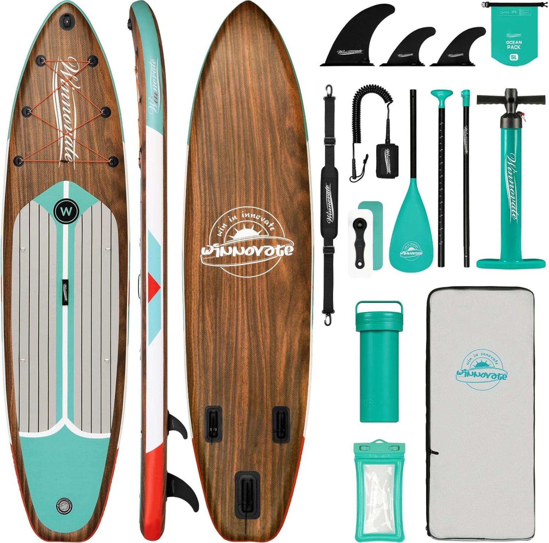Inflatable Paddle Boards for Adults and Youth, 11’x33 Wood Grain Stand Up Paddle Board with SUP Accessories, Portable Inflatable Paddleboard for All Skill Levels,Blow Up Paddle Board as Present Inflatable Paddle Boards for Adults and Youth, 11’x33 Wood Grain Stand Up Paddle Board with SUP Accessories, Portable Inflatable Paddleboard for All Skill Levels,Blow Up Paddle Board as Present