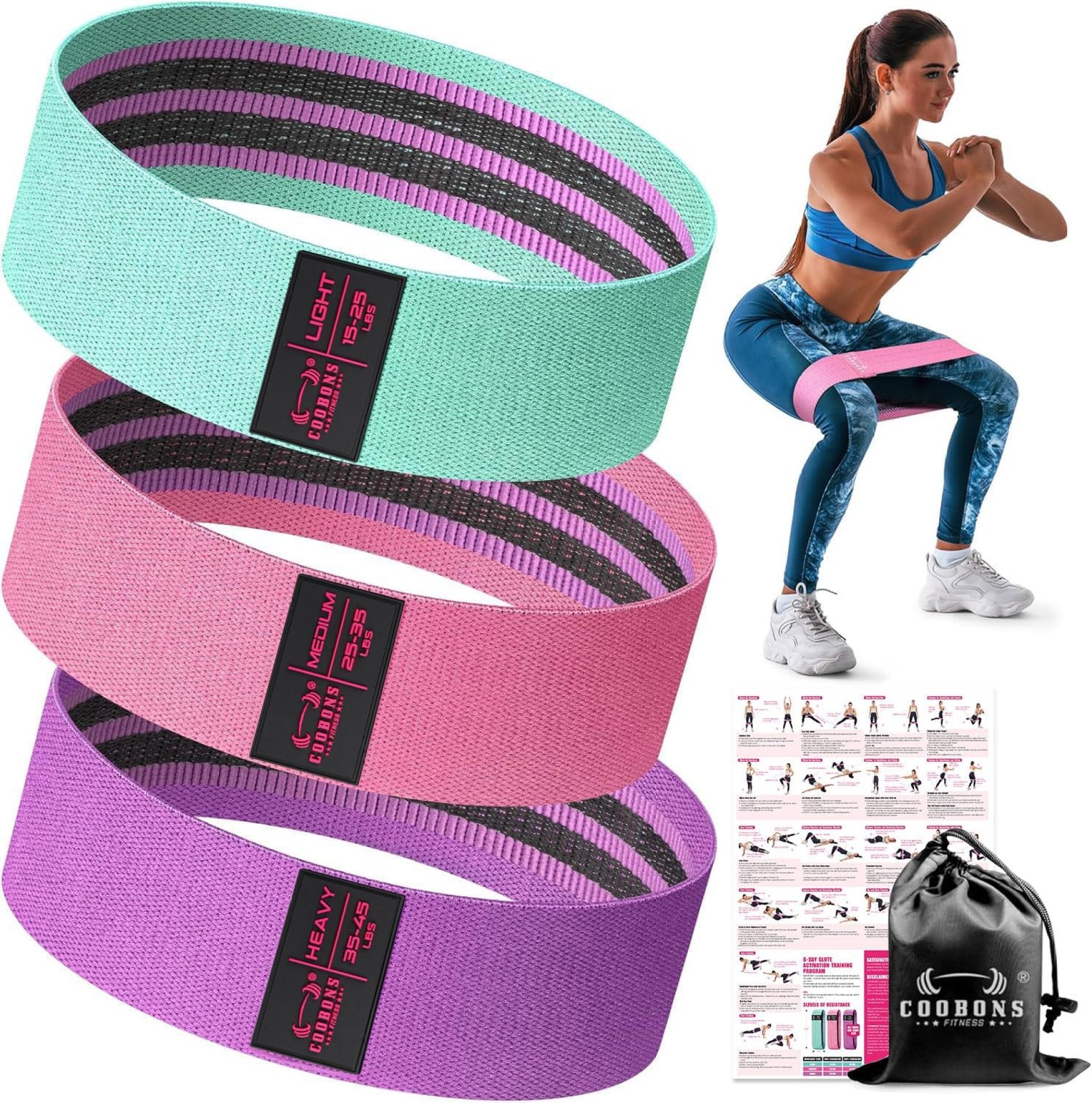 Fabric Resistance Bands for Working Out – Exercise Bands for Women and Men, Booty Bands for Legs and Butt, Yoga, Pilates, Rehab, Fitness and Home Workout Fabric Resistance Bands for Working Out – Exercise Bands for Women and Men, Booty Bands for Legs and Butt, Yoga, Pilates, Rehab, Fitness and Home Workout