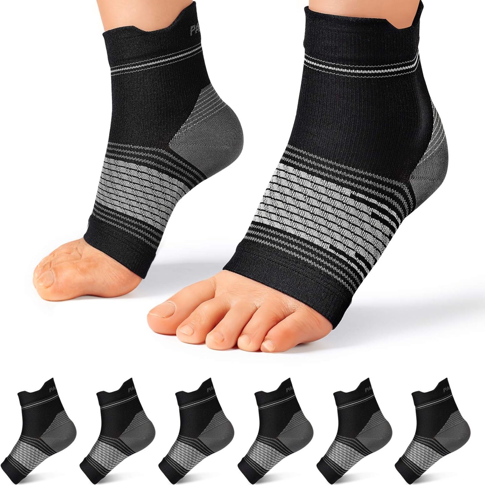 Plantar Fasciitis Sock (6 Pairs) for Men and Women, Compression Foot Sleeves with Arch and Ankle Support (Black, Large) Plantar Fasciitis Sock (6 Pairs) for Men and Women, Compression Foot Sleeves with Arch and Ankle Support (Black, Large)
