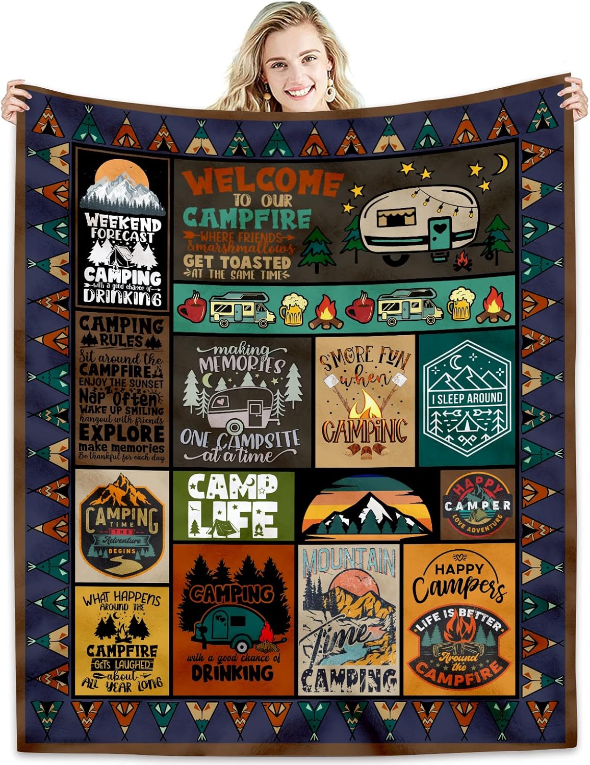 Camping Blanket Camping Lovers Gift Ideas for Men or Woman, Super Soft Throws Flannel Fleece Blankets Gifts for Camper Outdoor, Campsite Outdoors RV Travel Hiking Bed Sofa Couch 60″x50″ Camping Blanket Camping Lovers Gift Ideas for Men or Woman, Super Soft Throws Flannel Fleece Blankets Gifts for Camper Outdoor, Campsite Outdoors RV Travel Hiking Bed Sofa Couch 60″x50″