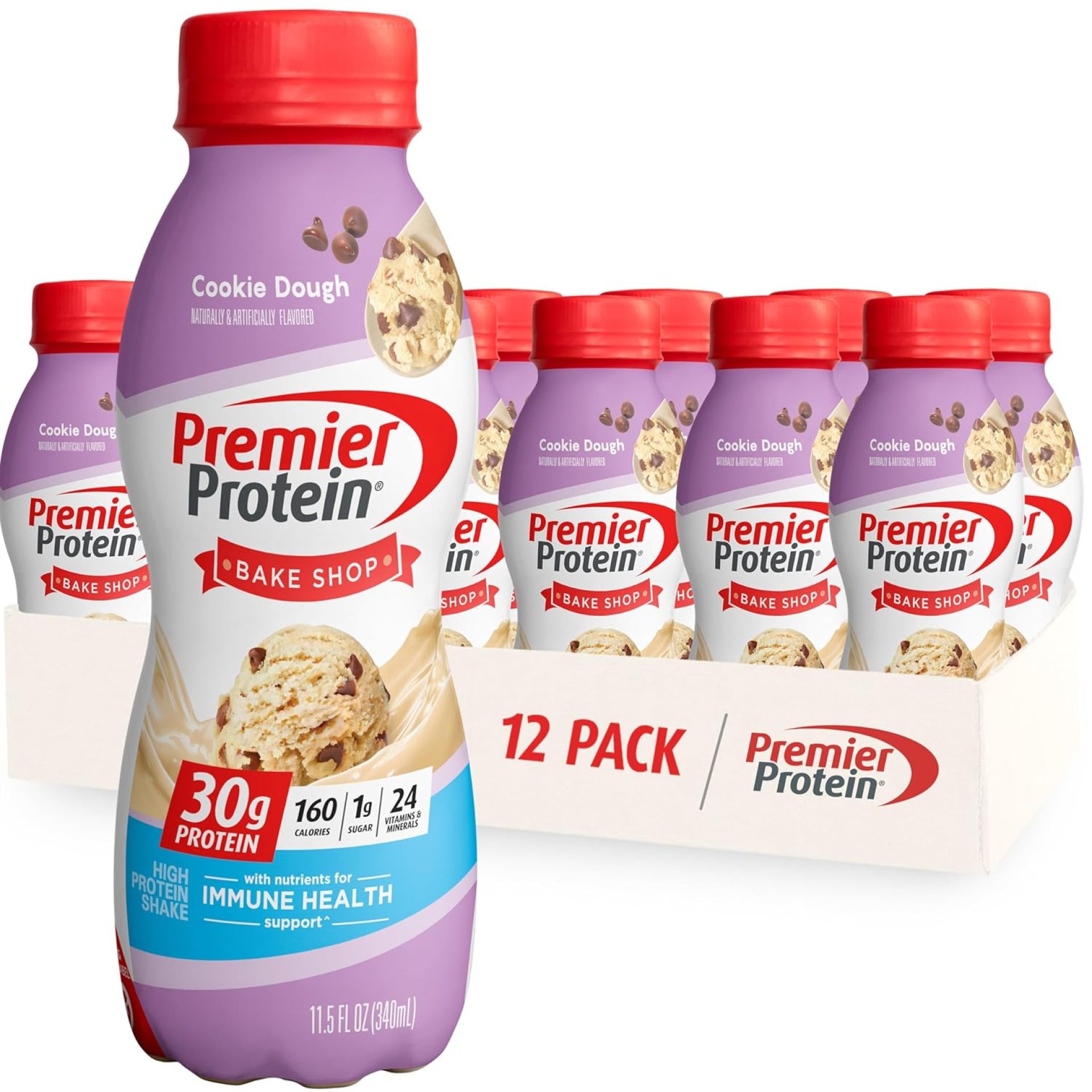 Premier Protein Shake, Cookie Dough, 30g Protein 1g Sugar 24 Vitamins Minerals Nutrients to Support Immune Health, 11.5 fl oz (Pack of 12) Premier Protein Shake, Cookie Dough, 30g Protein 1g Sugar 24 Vitamins Minerals Nutrients to Support Immune Health, 11.5 fl oz (Pack of 12)