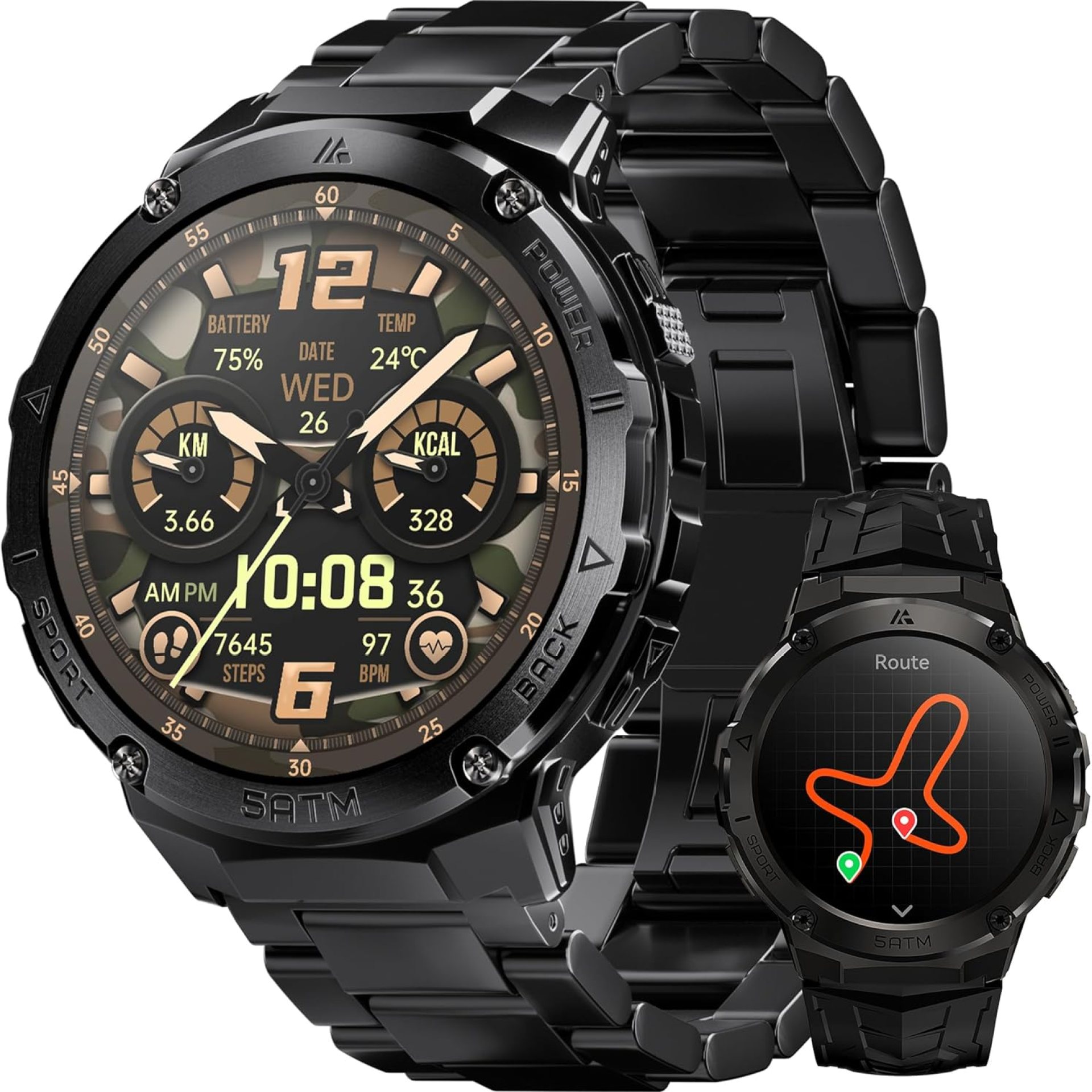 Smart Watch with GPS, Pressure/Altitude/Compass, 480mAh Extra-Large Battery, 50M Waterproof, Full Metal Body Rugged Smartwatch, Answer/Make Call Smart Watch with GPS, Pressure/Altitude/Compass, 480mAh Extra-Large Battery, 50M Waterproof, Full Metal Body Rugged Smartwatch, Answer/Make Call