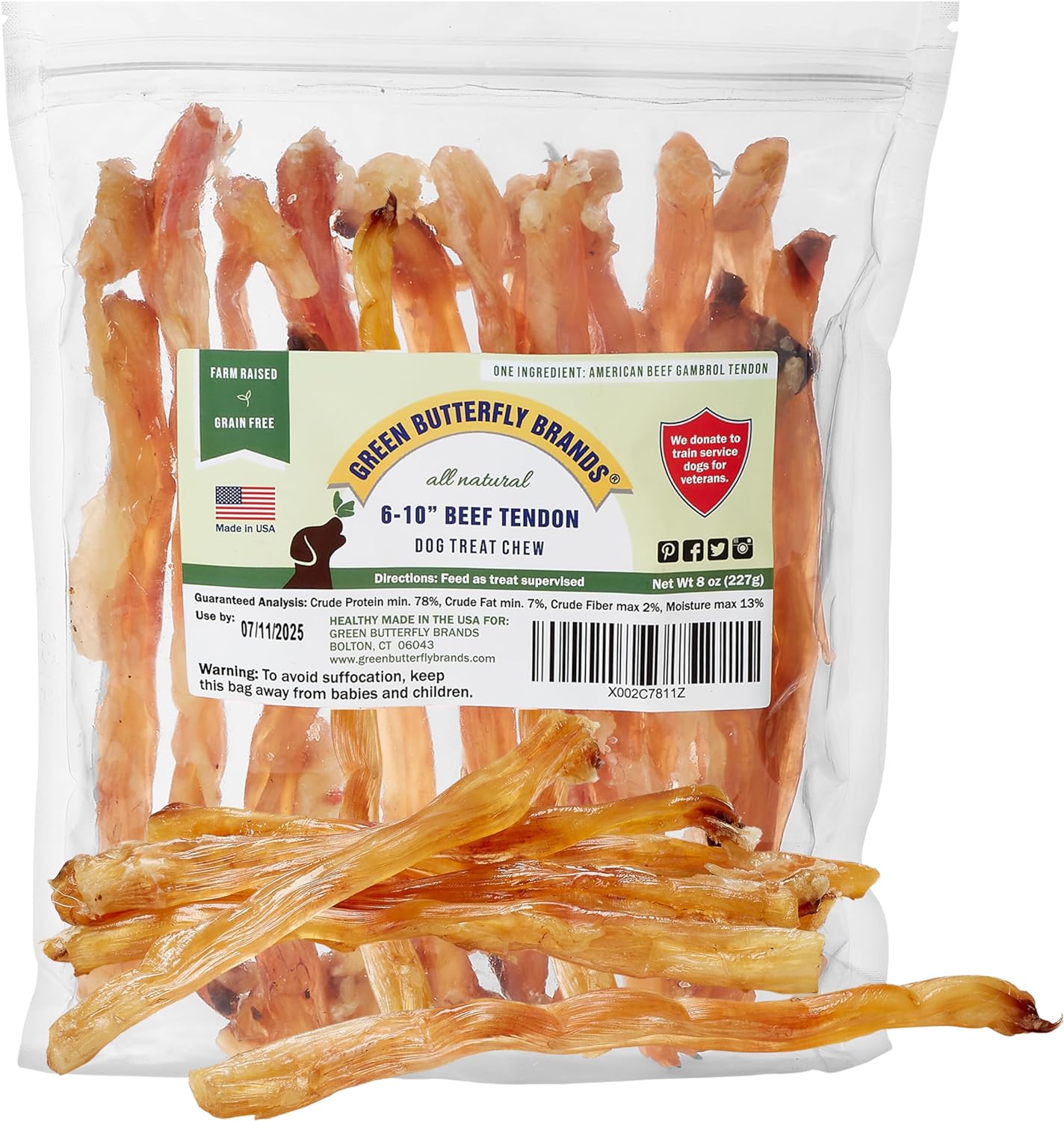 Beef Tendons for Dogs Made in USA. 6-10 Inch Grass Fed Farm-Raised American Beef Dog Treats. All Natural Dog Dental Chews. Grain Free Odor-Free Beef Dog Chews (8 OZ) Beef Tendons for Dogs Made in USA. 6-10 Inch Grass Fed Farm-Raised American Beef Dog Treats. All Natural Dog Dental Chews. Grain Free Odor-Free Beef Dog Chews (8 OZ)