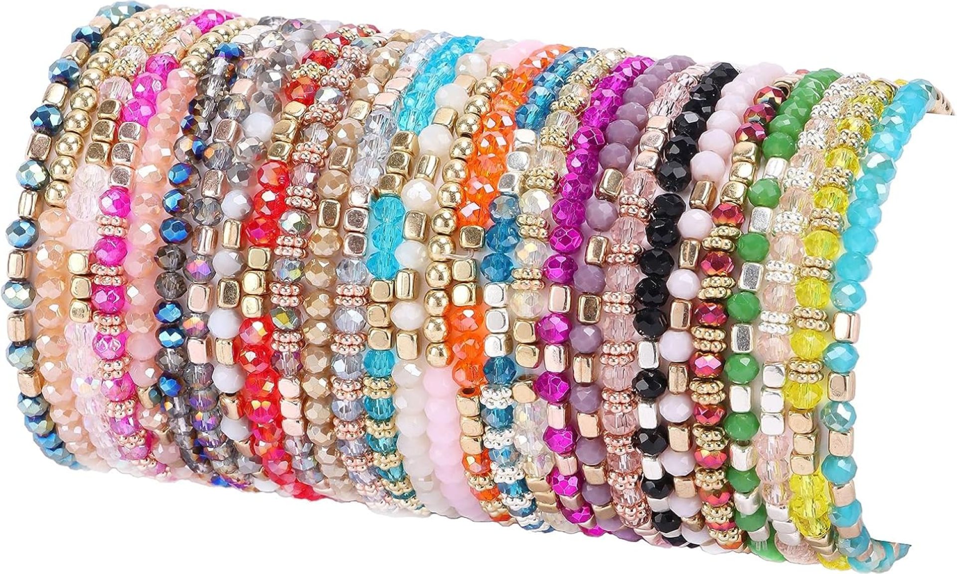 28Pcs Boho Beaded Bracelets for Women Colorful Stackable Sparkly Crystal Beads Bracelets Multi-Layer Versatile Statement Bracelets Stretch Cuff Jewelry Gifts 28Pcs Boho Beaded Bracelets for Women Colorful Stackable Sparkly Crystal Beads Bracelets Multi-Layer Versatile Statement Bracelets Stretch Cuff Jewelry Gifts