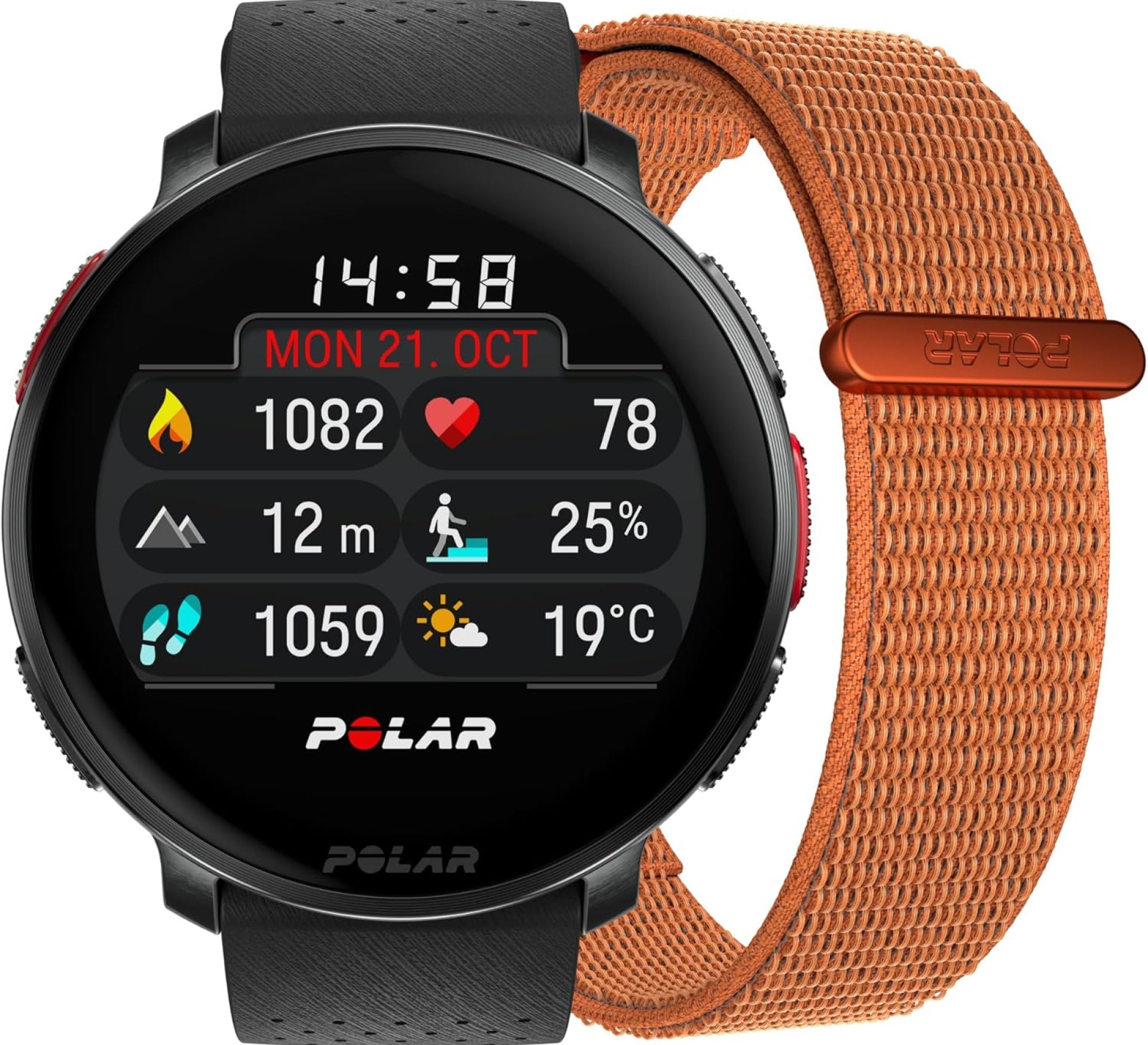 POLAR Vantage V3, Sport Watch with GPS, Advanced Heart Rate Monitor, and Extended Battery Life, Smart Watch for Men and Women, Offline Maps, Running Watch, Triathlon Watch, Black, Orange Hook & Loop POLAR Vantage V3, Sport Watch with GPS, Advanced Heart Rate Monitor, and Extended Battery Life, Smart Watch for Men and Women, Offline Maps, Running Watch, Triathlon Watch, Black, Orange Hook & Loop