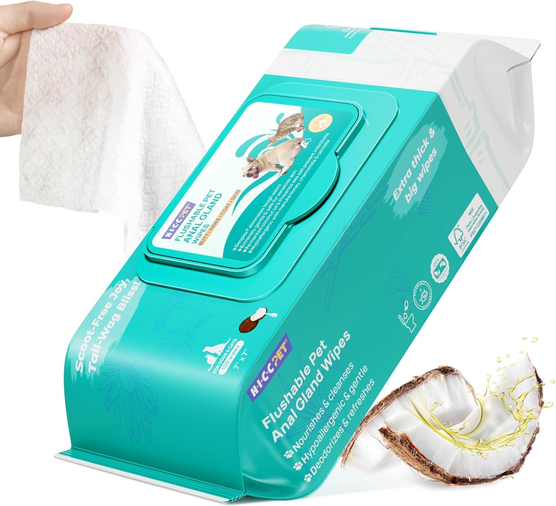 HICC PET Wipes for Dogs & Cats, Cleansing Deodorizing & Soothing Allergy Infections Anal Gland Pets Wipes with Coconut Oil – Dog Grooming Wipes for Butt and Paw – Hypoallergenic & Vet Recommended HICC PET Wipes for Dogs & Cats, Cleansing Deodorizing & Soothing Allergy Infections Anal Gland Pets Wipes with Coconut Oil – Dog Grooming Wipes for Butt and Paw – Hypoallergenic & Vet Recommended