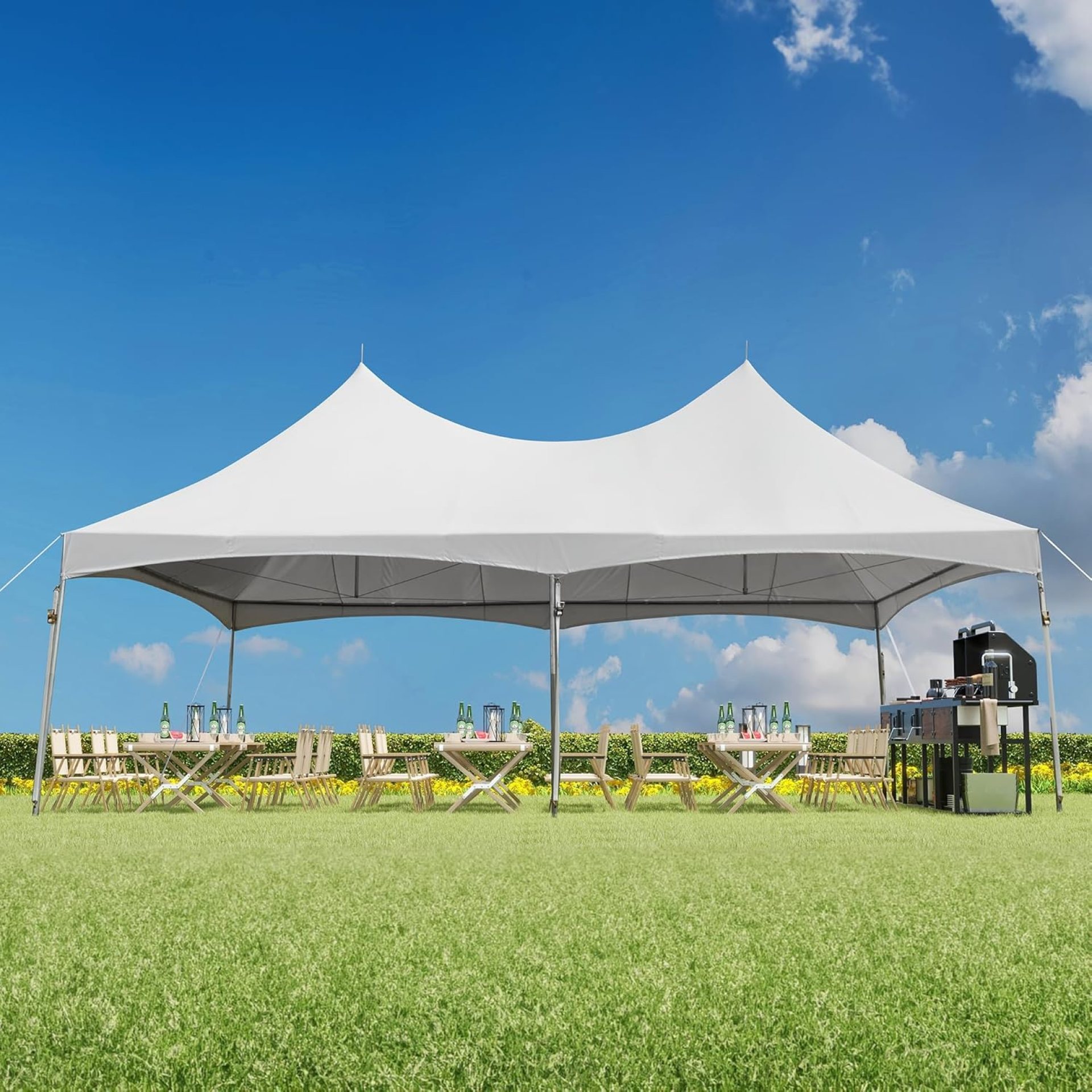 EROMMY 20x30ft Heavy Duty Commercial Party Tent for Outdoor Weddings & Events, Fire Retardant PVC Peaked Frame Canopy with 80-Person Capacity, White EROMMY 20x30ft Heavy Duty Commercial Party Tent for Outdoor Weddings & Events, Fire Retardant PVC Peaked Frame Canopy with 80-Person Capacity, White