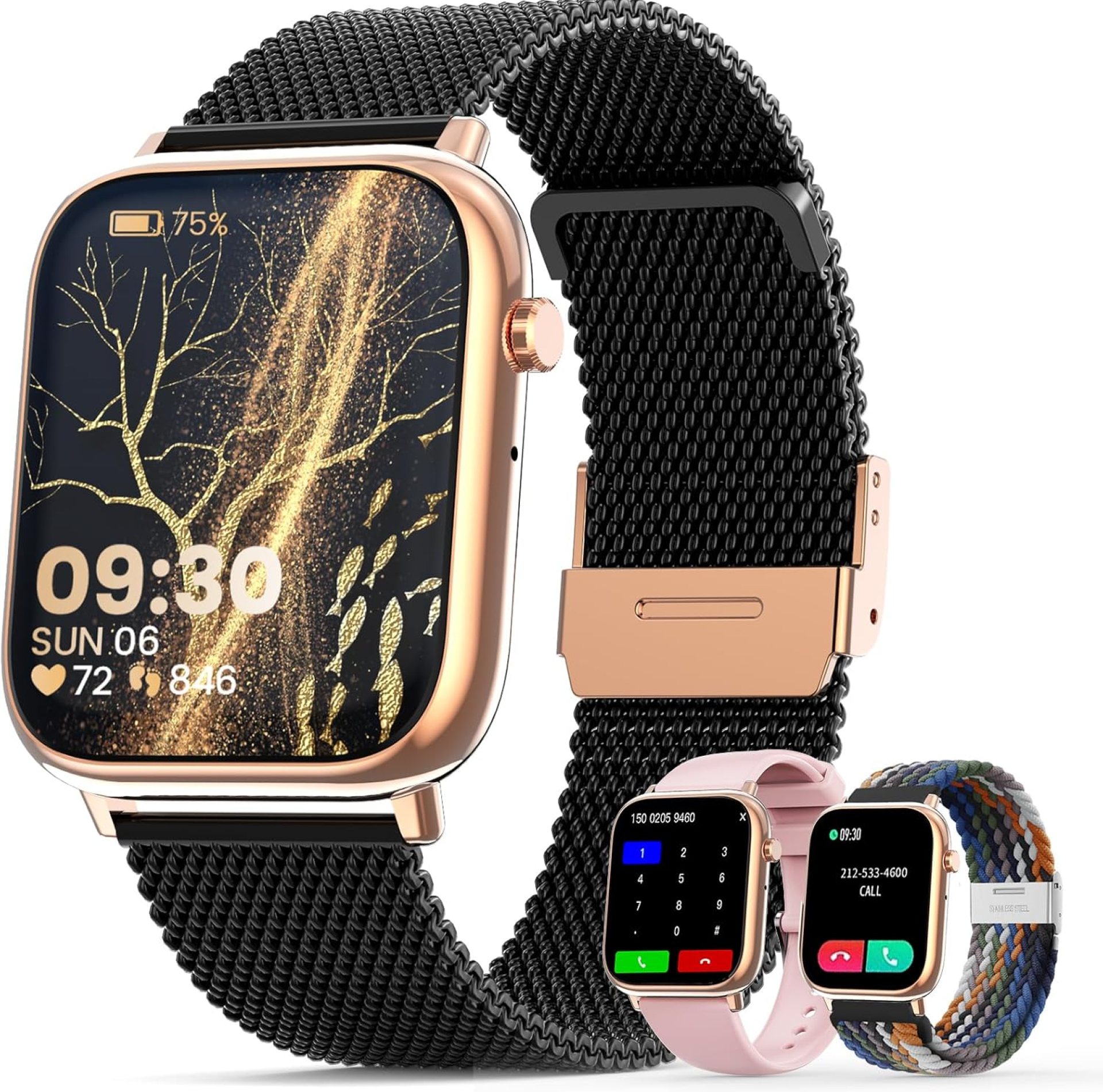 Smart Watches for Women,1.83″ Fitness Tracker with Answer/Make Calls/Sleep Monitor/IP67 Waterproof /SpO2 Fitness Tracker/Sleep Monitor Watch for Android iOS (Black Gold) Smart Watches for Women,1.83″ Fitness Tracker with Answer/Make Calls/Sleep Monitor/IP67 Waterproof /SpO2 Fitness Tracker/Sleep Monitor Watch for Android iOS (Black Gold)