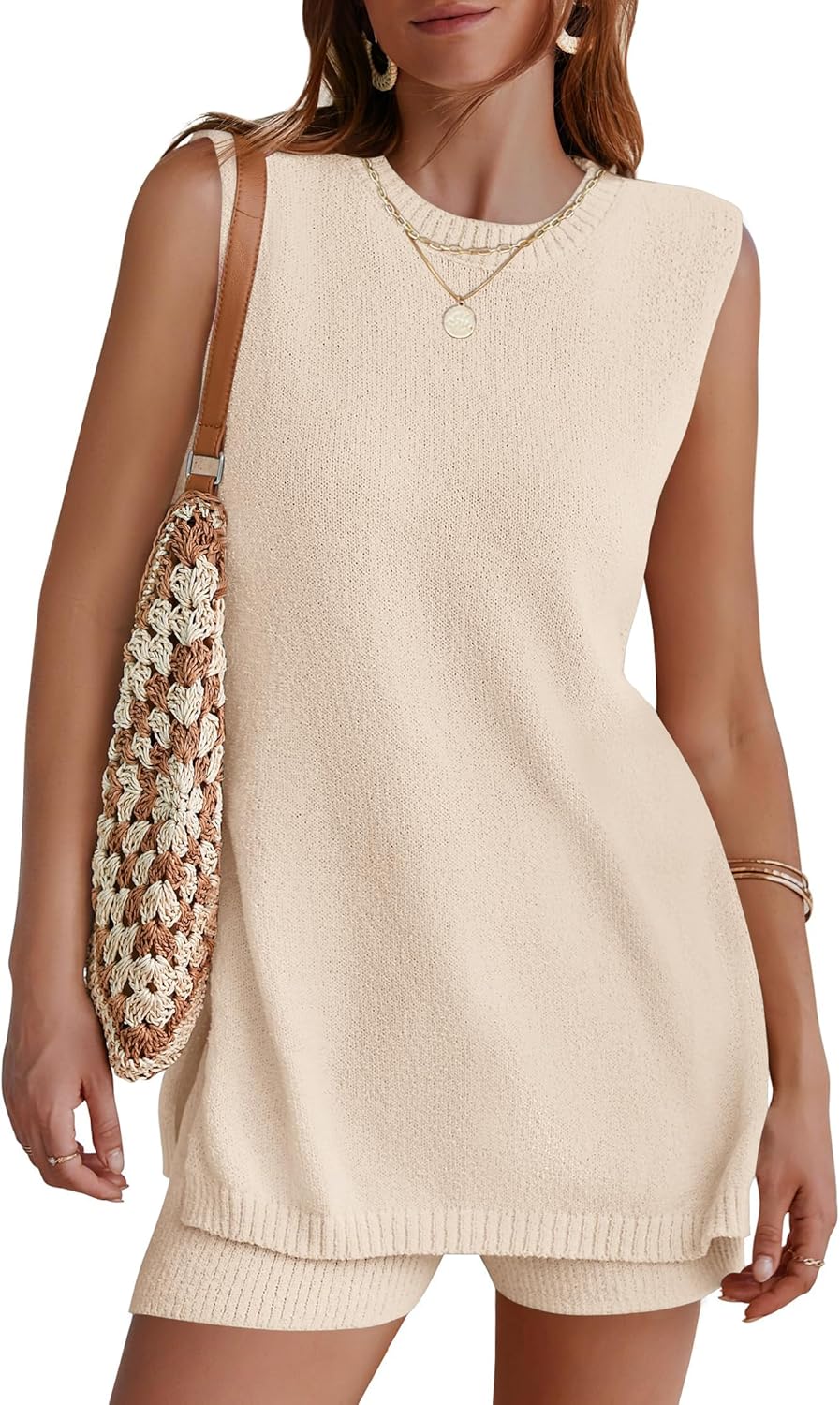 NENONA Women’s Summer Sleeveless Sweater Lounge Sets Casual Knit Tunic Tops and Shorts 2 Piece Beach Vacation Outfits NENONA Women’s Summer Sleeveless Sweater Lounge Sets Casual Knit Tunic Tops and Shorts 2 Piece Beach Vacation Outfits