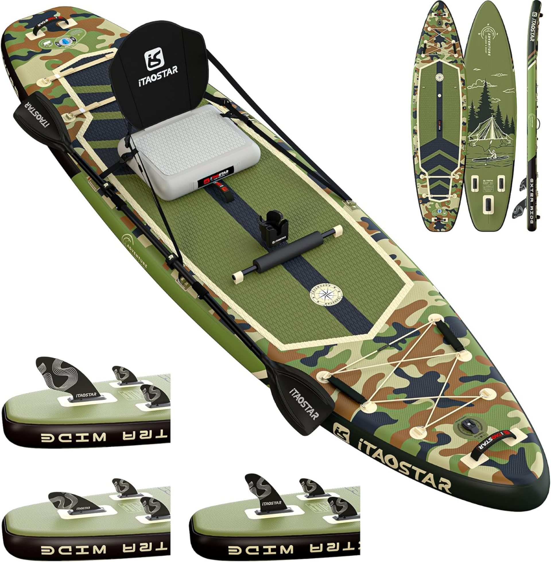 Adventure 12’×35″/39″ Extra Wide Paddle Board with Seat, One-stop Premium SUP Board Accessories, Tailored 5 Fins, Stable Inflatable Stand Up Paddle Boards for Youth/Adults of All Skill Levels Adventure 12’×35″/39″ Extra Wide Paddle Board with Seat, One-stop Premium SUP Board Accessories, Tailored 5 Fins, Stable Inflatable Stand Up Paddle Boards for Youth/Adults of All Skill Levels