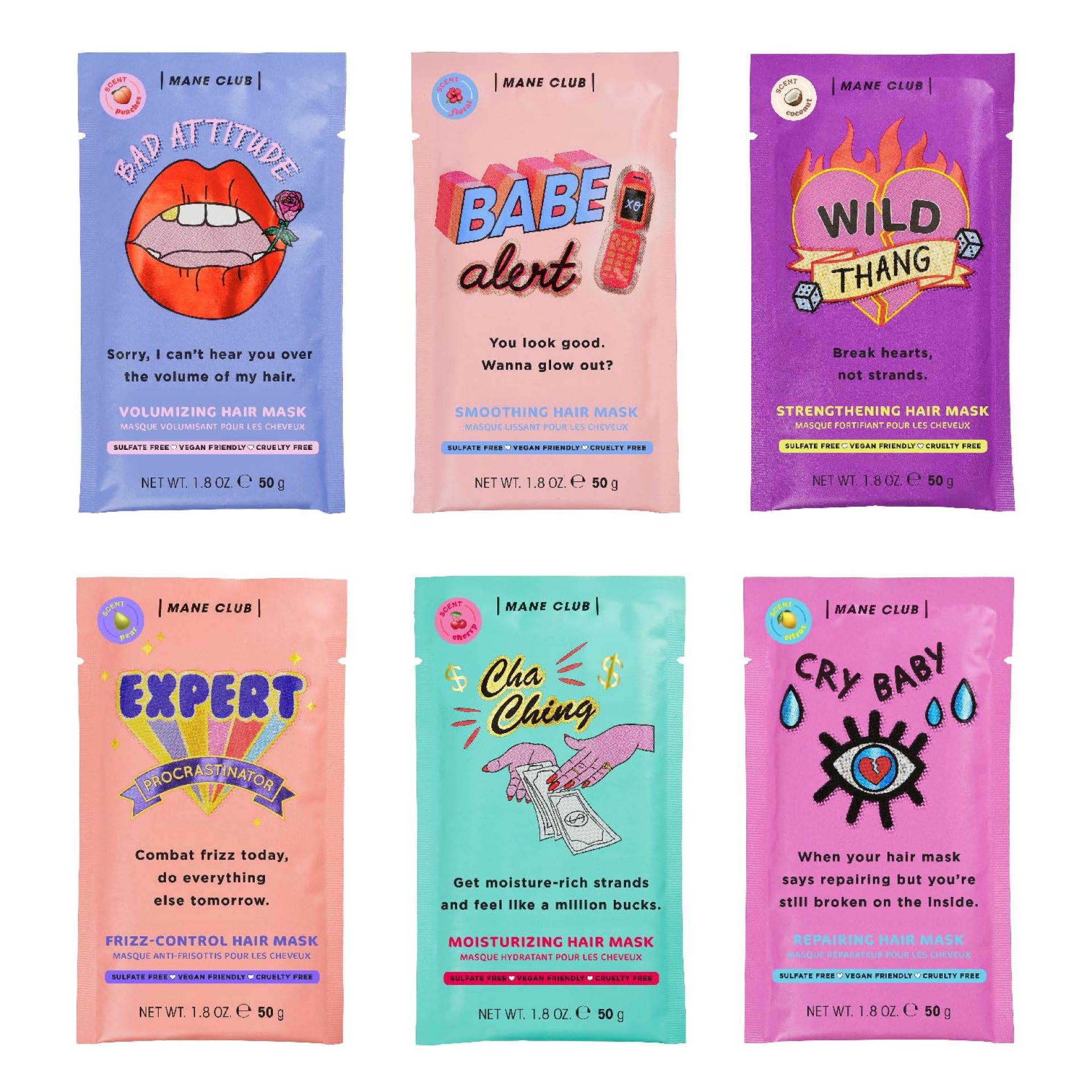 MANE CLUB Variety Pack Deep Conditioner, cruelty free, vegan, no sulfates or parabens — Pack of 6 MANE CLUB Variety Pack Deep Conditioner, cruelty free, vegan, no sulfates or parabens — Pack of 6