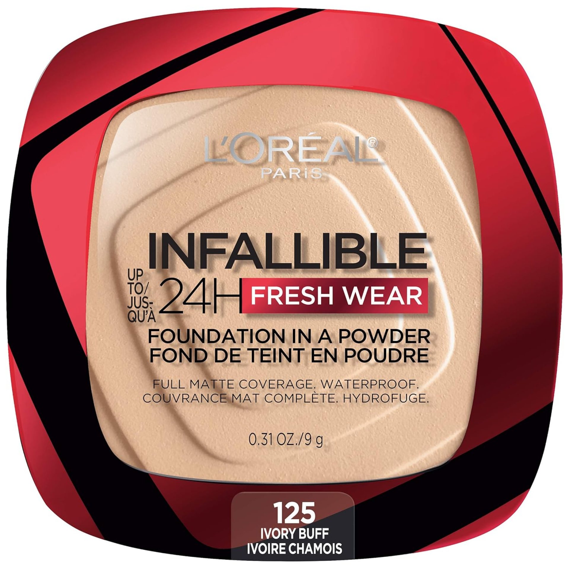 L’Oreal Paris Makeup Infallible Fresh Wear Foundation in a Powder, Up to 24H Wear, Waterproof, Ivory Buff, 0.31 oz. L’Oreal Paris Makeup Infallible Fresh Wear Foundation in a Powder, Up to 24H Wear, Waterproof, Ivory Buff, 0.31 oz.