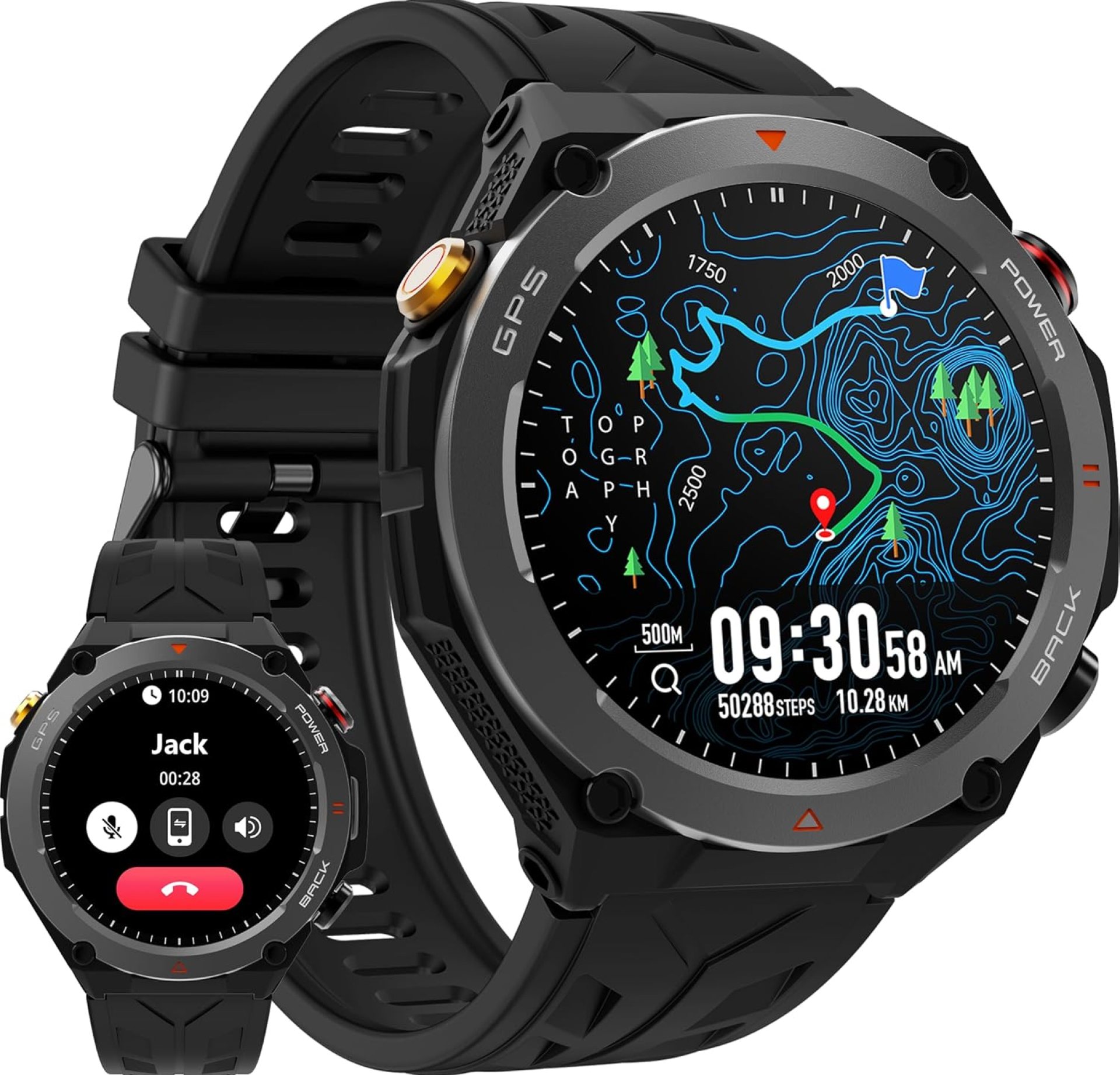 Military Smart Watch with GPS Tracker, Pressure/Altitude/Compass, Rugged Smartwatch with 90 Days Battery, 1ATM Waterproof, Answer/Make Call, 100+ Sport Modes Fitness Tracker for Android iOS Military Smart Watch with GPS Tracker, Pressure/Altitude/Compass, Rugged Smartwatch with 90 Days Battery, 1ATM Waterproof, Answer/Make Call, 100+ Sport Modes Fitness Tracker for Android iOS