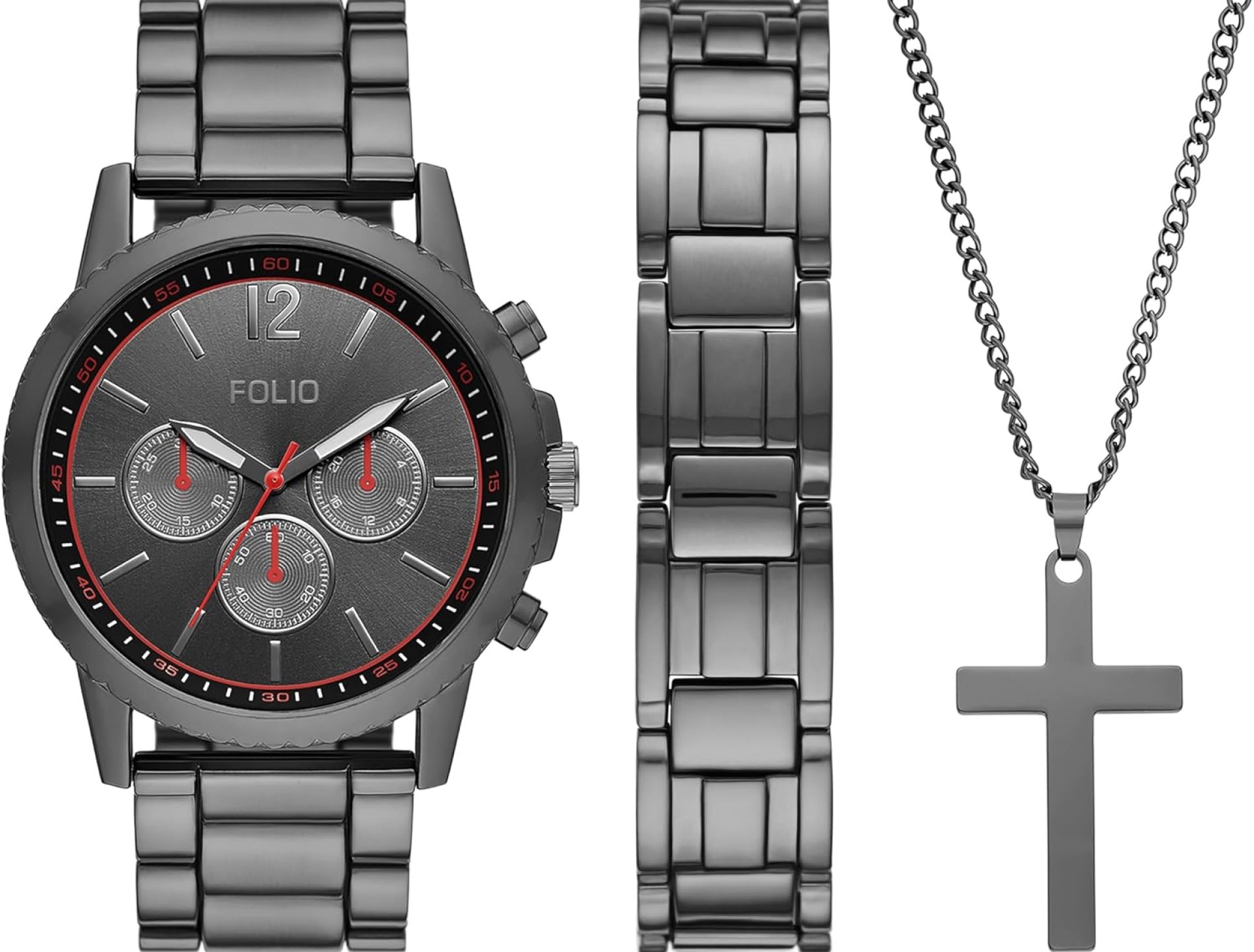 Men’s -Tone Watch, Bracelet and Accessories Gift Set Men’s -Tone Watch, Bracelet and Accessories Gift Set