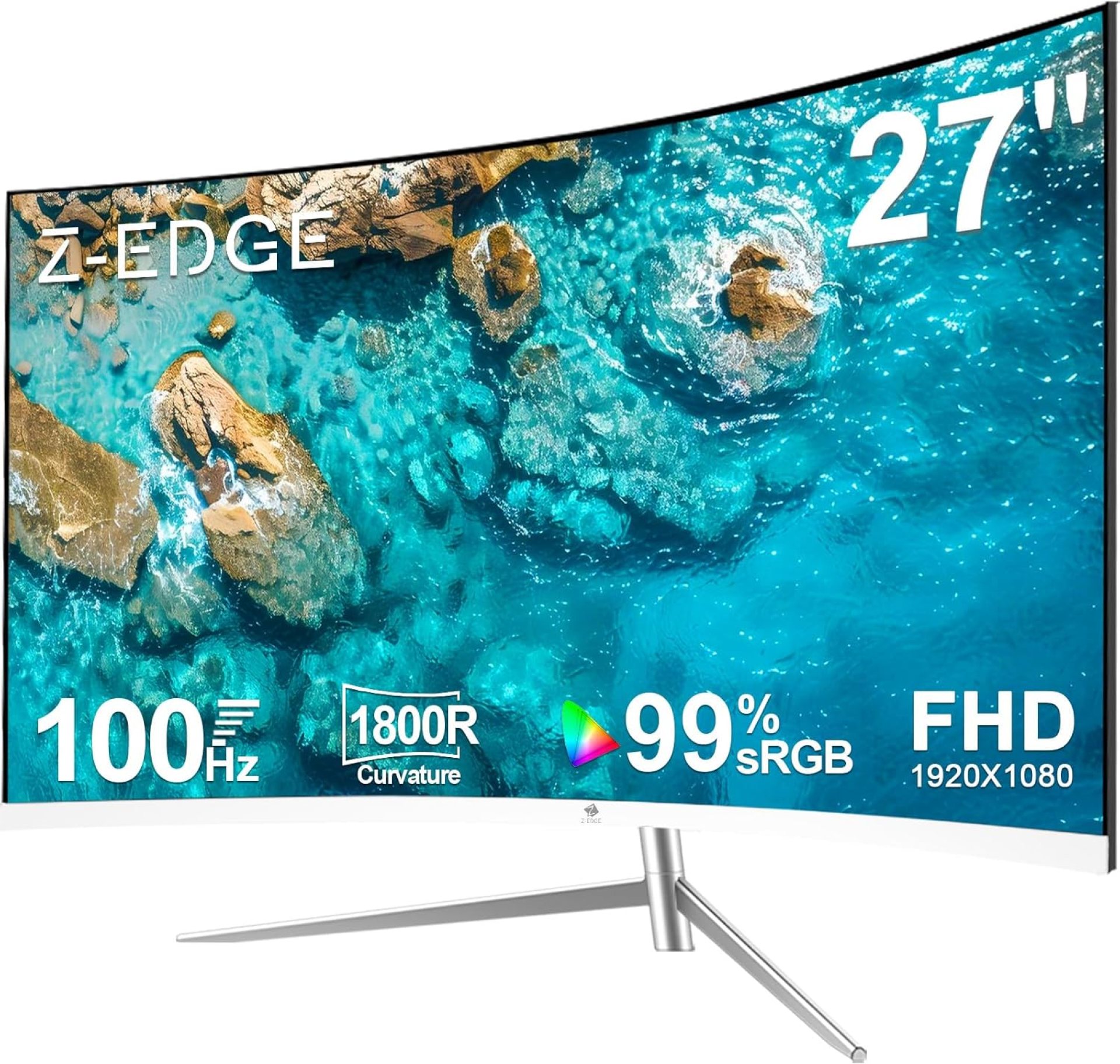 Z-Edge 27-inch Curved Gaming Monitor, Full HD 1080P 1920×1080 LED Backlight Monitor, with 100Hz Refresh Rate and Eye-Care Technology, 178° Wide View Angle, VGA+HDMI Z-Edge 27-inch Curved Gaming Monitor, Full HD 1080P 1920×1080 LED Backlight Monitor, with 100Hz Refresh Rate and Eye-Care Technology, 178° Wide View Angle, VGA+HDMI