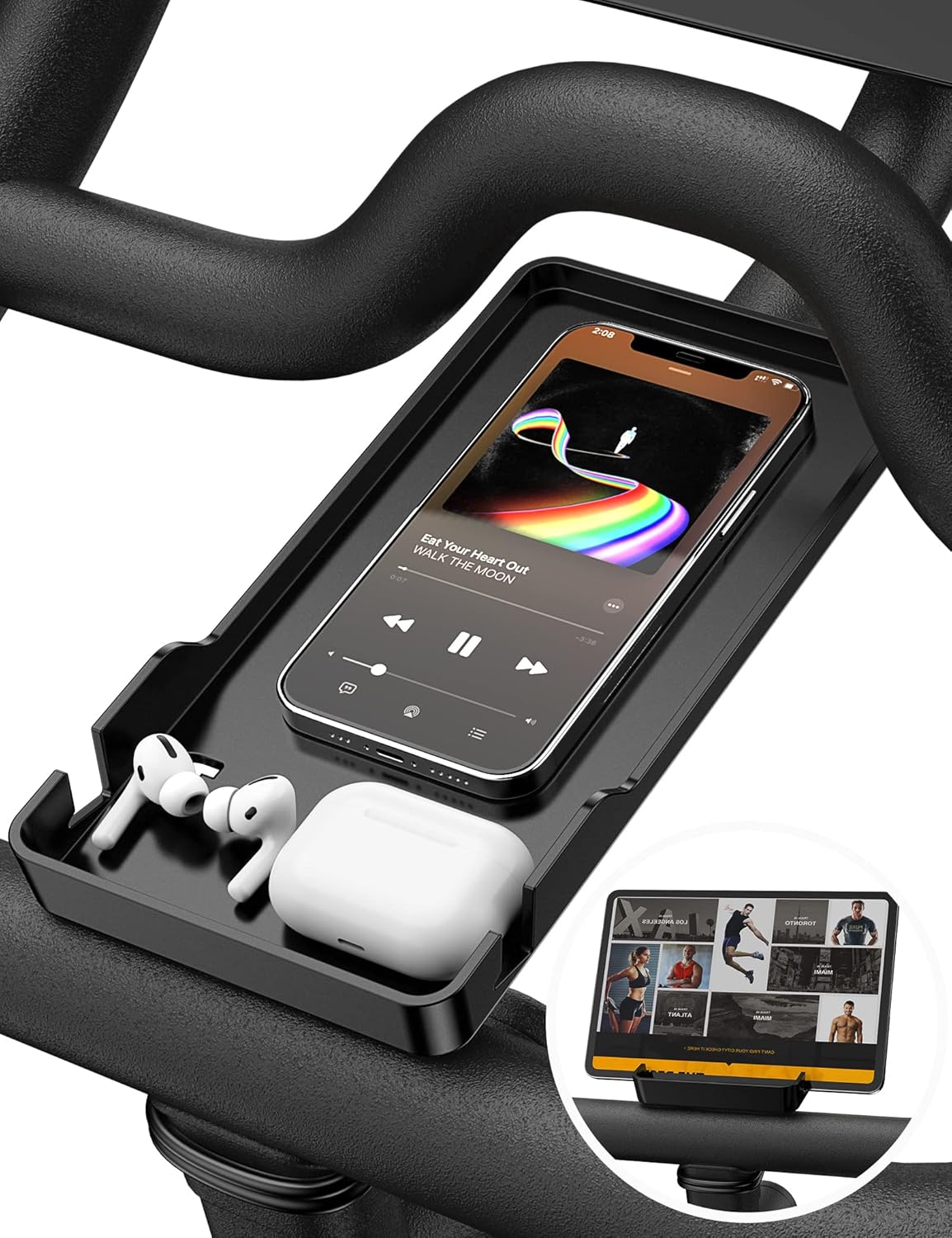Phone Holder for Peloton Bike And Accessories, Built-in Anti-Slip Silicone mat Mount Tray, Peloton Phone Holder for iPhone, iPad – Easy Installation Phone Holder for Peloton Bike And Accessories, Built-in Anti-Slip Silicone mat Mount Tray, Peloton Phone Holder for iPhone, iPad – Easy Installation