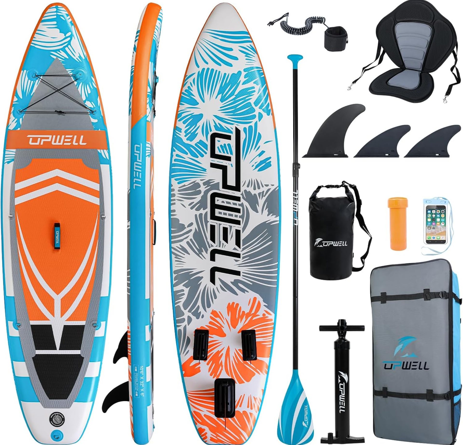 UPWELL 10’6″/11’/11’6″ Inflatable Paddle Board, Stand Up Paddle Board for Youth & Adults, Stable Design, Premium SUP Accessories, Backpack, 10L Dry Bag, Paddle, Leash, Hand Pump, Fins UPWELL 10’6″/11’/11’6″ Inflatable Paddle Board, Stand Up Paddle Board for Youth & Adults, Stable Design, Premium SUP Accessories, Backpack, 10L Dry Bag, Paddle, Leash, Hand Pump, Fins